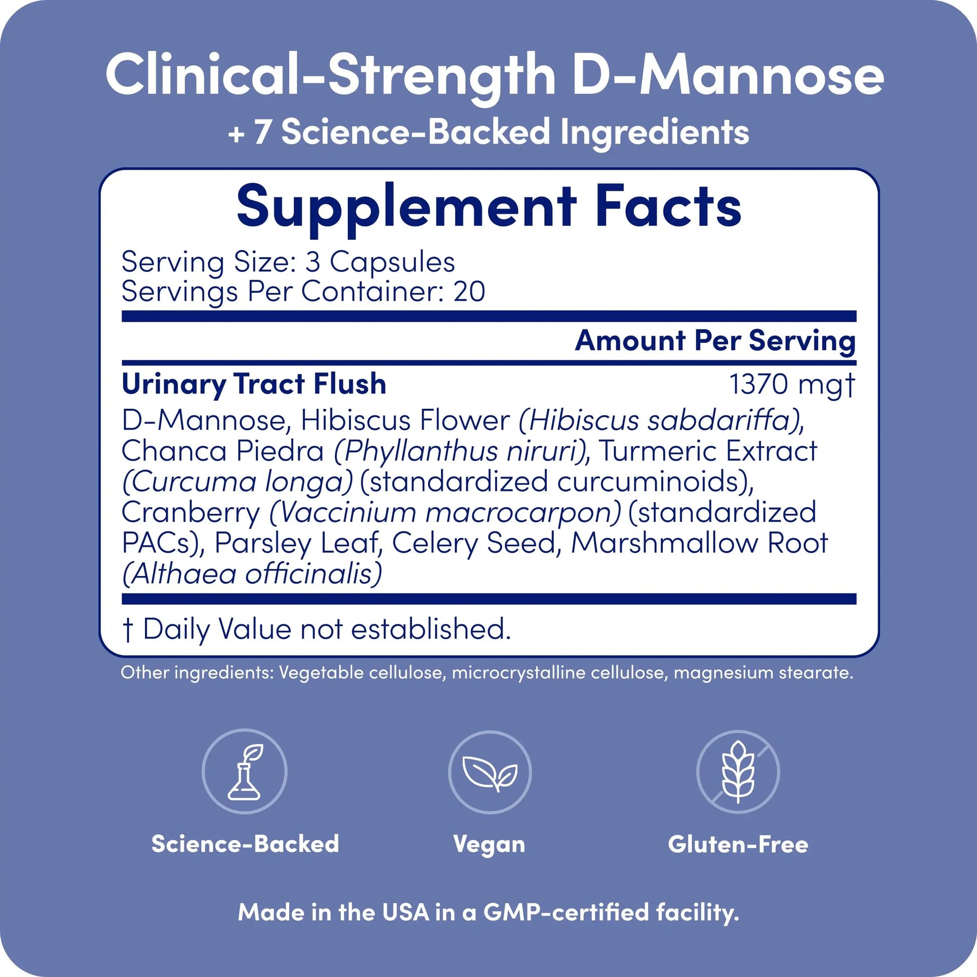 UT-Fem Solution - Fast-Acting Urinary Tract Flush for Women, Proactive UTI Support, Promotes Cleansing & Comfort, Clinical-Strength D-Mannose, Cranberry, and Natural Ingredients - 60 Vegan Capsules UT-Fem uk supplements