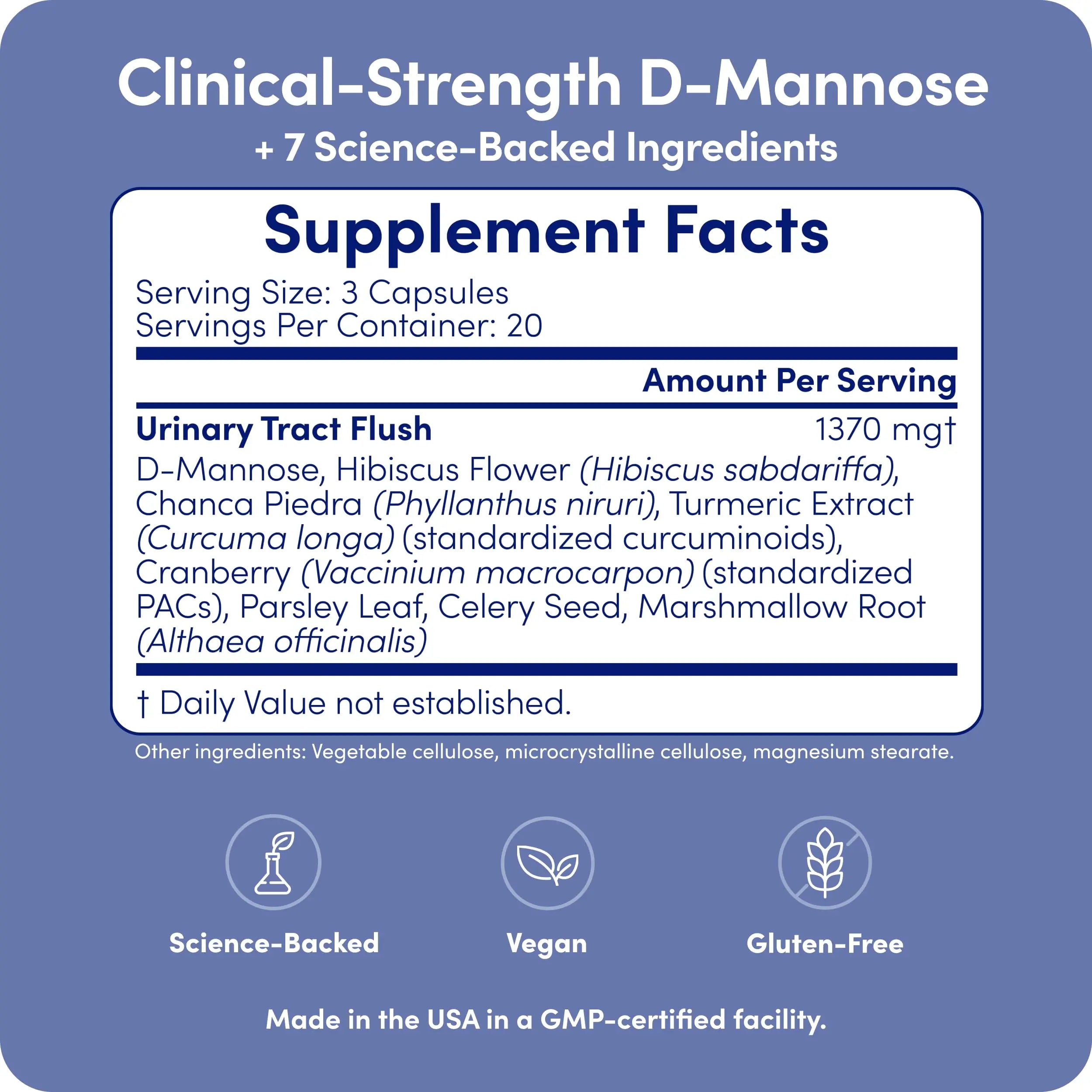 UT-Fem Solution - Fast-Acting Urinary Tract Flush for Women, Proactive UTI Support, Promotes Cleansing & Comfort, Clinical-Strength D-Mannose, Cranberry, and Natural Ingredients - 60 Vegan Capsules UT-Fem uk supplements