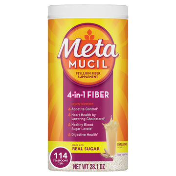 Metamucil, Daily Psyllium Husk Powder Supplement with Real Sugar, 4-in-1 Fiber Metamucil uk supplements