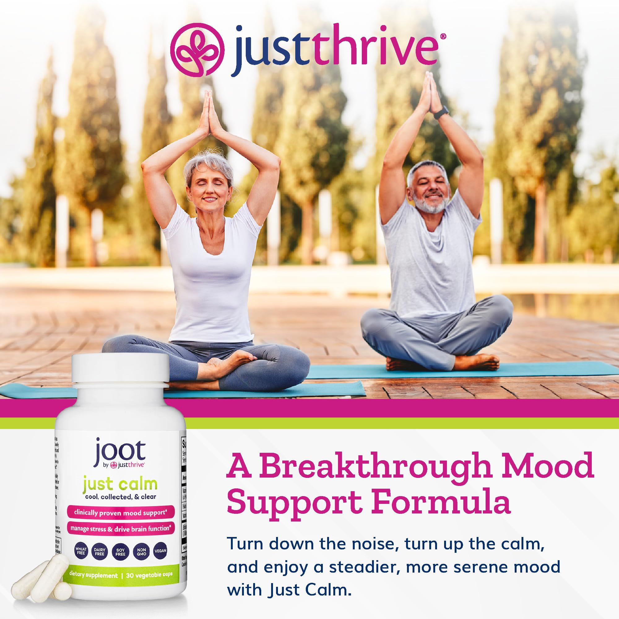 Just Thrive - Just Calm - Cortisol Manager - Calming, Memory, and Mood Support Supplement - Vegan, 30 Calm Capsules Just Thrive uk supplements