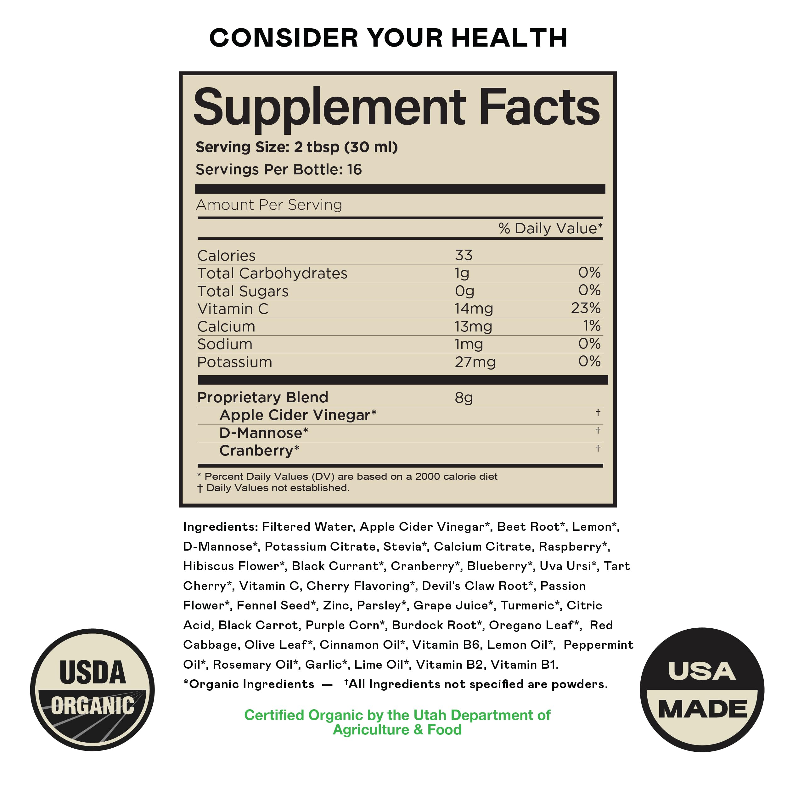 Complete Natural Urinary Tract Complete 8oz - Liquid Supplement for Urinary Tract Health with Organic Cranberry, D-Mannose, Beet Root, Fennel Seed, and Turmeric Complete Natural Products uk supplements