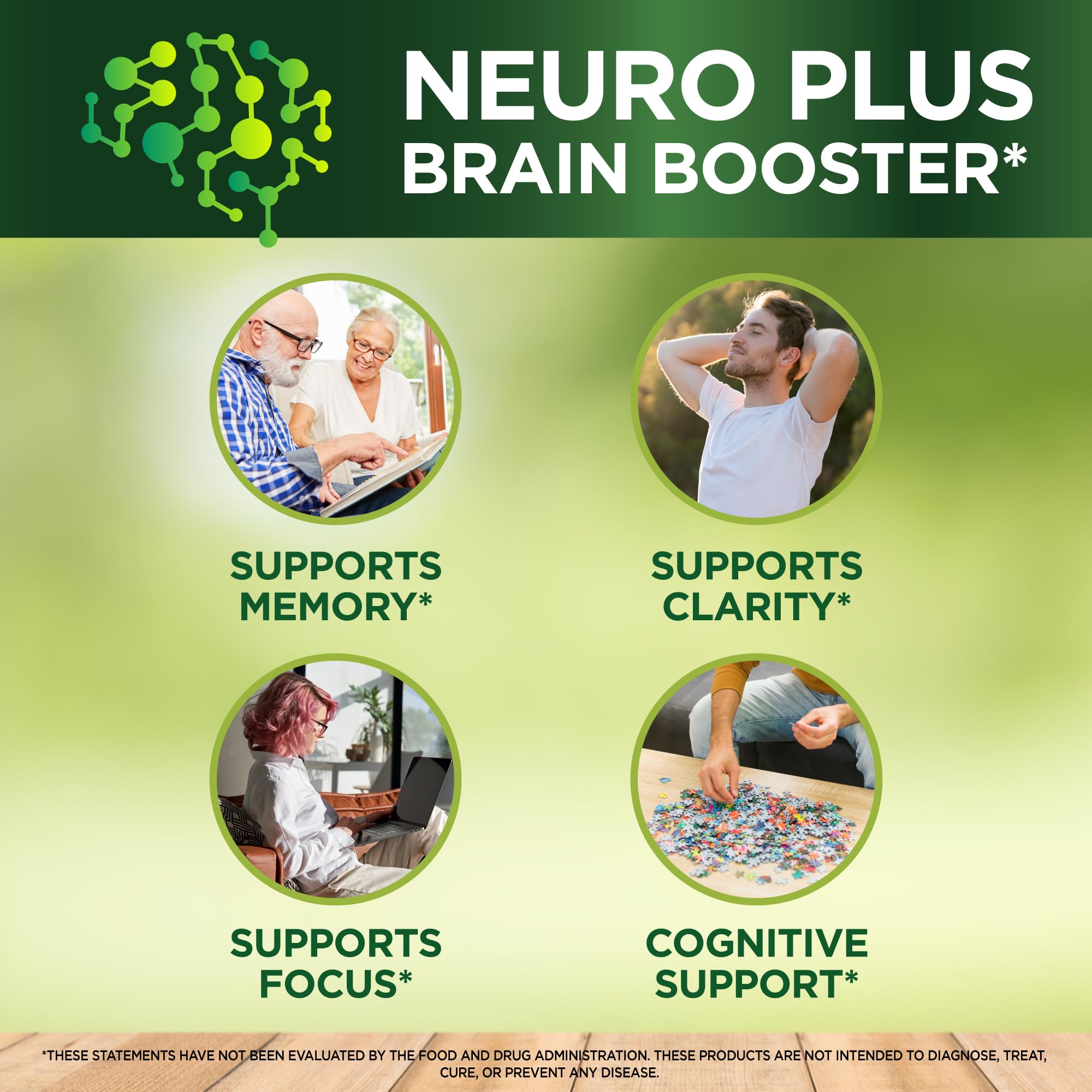 Neuro Plus Brain Supplement - Nootropic for Memory, Focus & Clarity - Neuro Brain and Focus Supplement with Bacopa Monnieri & DHA - Cognitive Support Formula - 60 Capsules Vitalize Life uk supplements