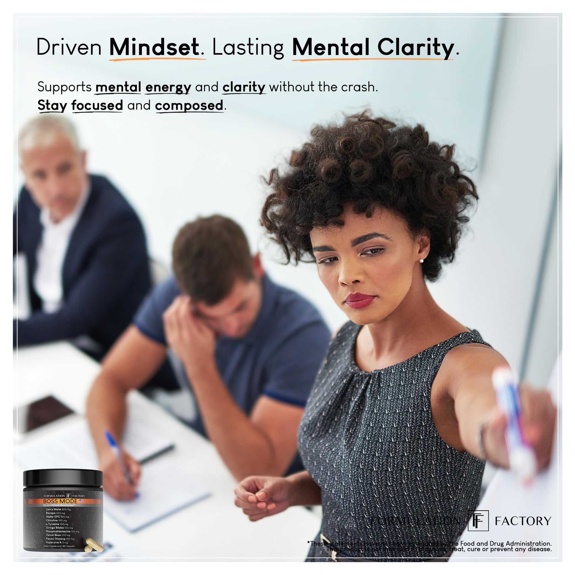 Formulation Factory Nootropic Brain Supplement - Boss Mode Focus & Memory Complex with Lion's Mane, Alpha GPC & Bacopa - Cognitive Support - 120 Capsules, 2 Month Supply Formulation Factory uk supplements
