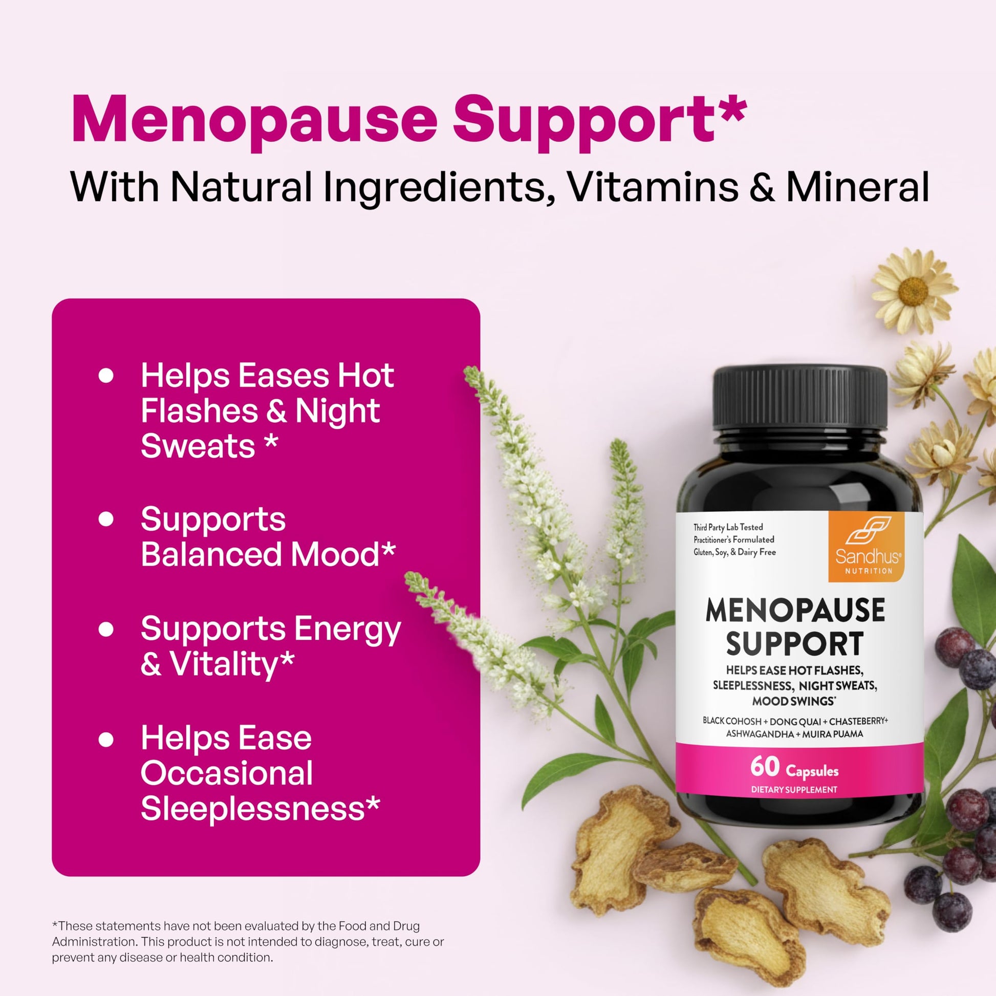 Complete Menopause Support Supplement For Women | With Ashwagandha, Black Cohosh, Dong Quai & Muira Puama | Helps Easing Hot Flashes, Night Sweats, Mood Swings, Hormone Balance & Harmony | 60 Capsules Sandhu's uk supplements