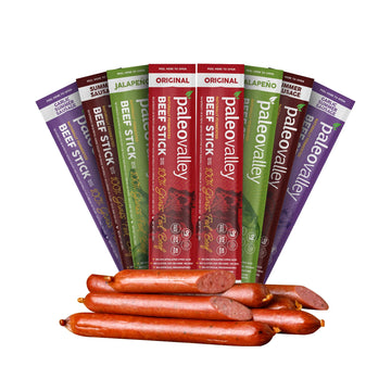 Paleovalley 100% Grass Fed Beef Sticks - Delicious Gluten Free Beef Snack - High Protein Keto Friendly, 40 Count Variety Pack Paleovalley uk supplements