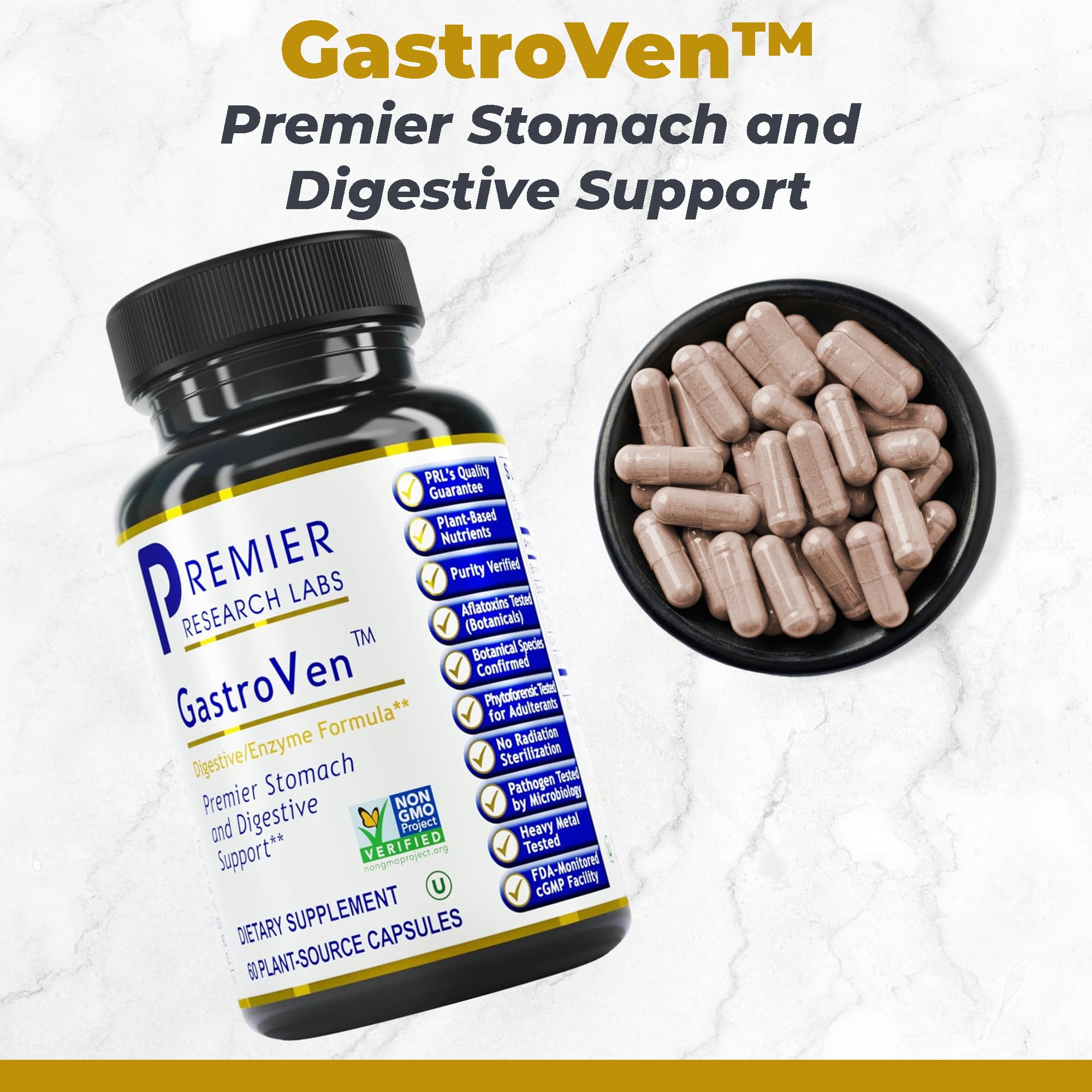 Premier Research Labs GastroVen - Digestive Enzymes for Women & Men, Digestive Health Supplement, Supports Healthy Gut Microbiome w/Bromelain, Ginger - 60 Capsules Premier Research Labs uk supplements