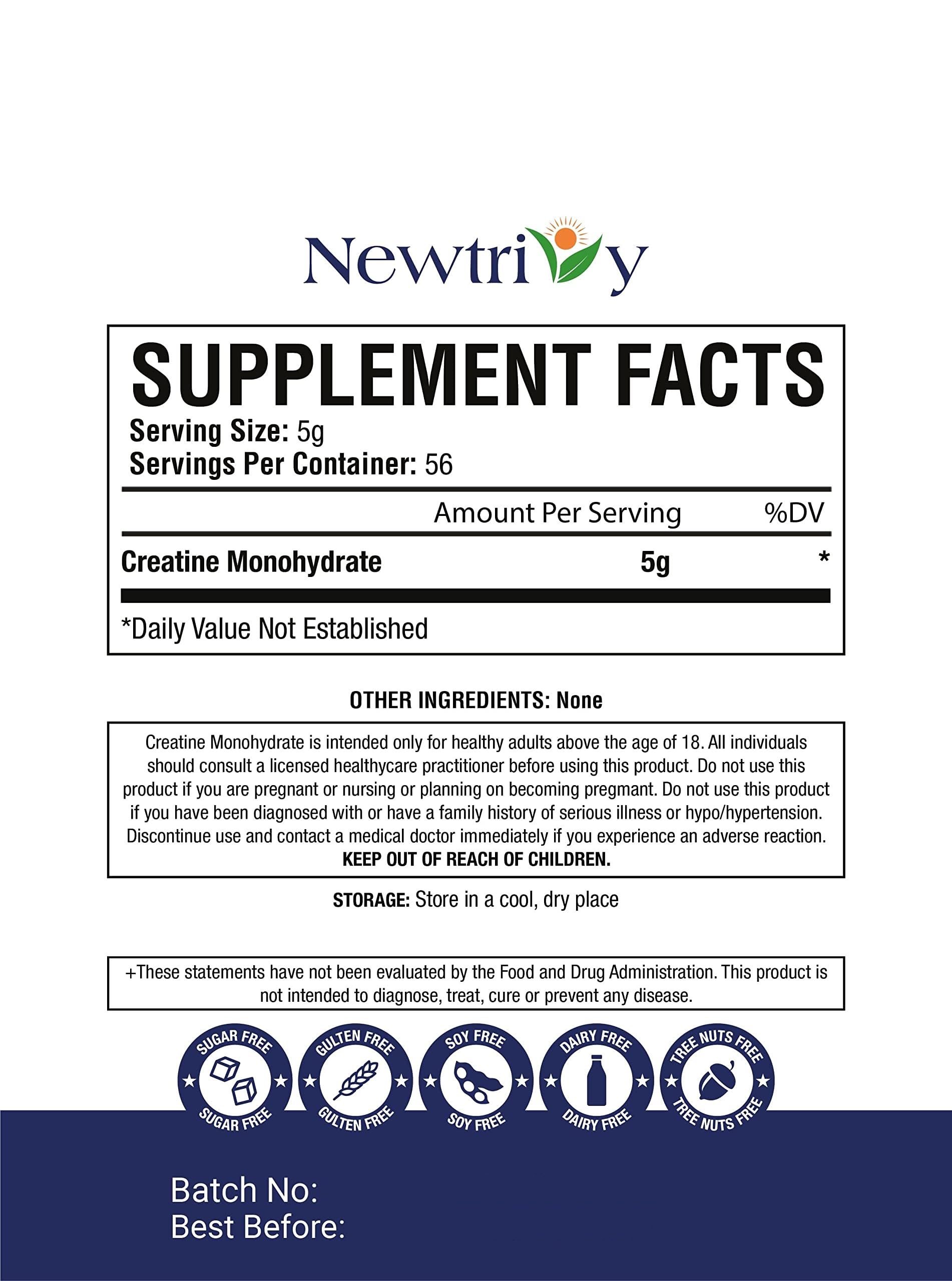 Creatine Monohydrate,Micronized, Pure,Unflavored,280g (9.8oz) Newtrivy uk supplements