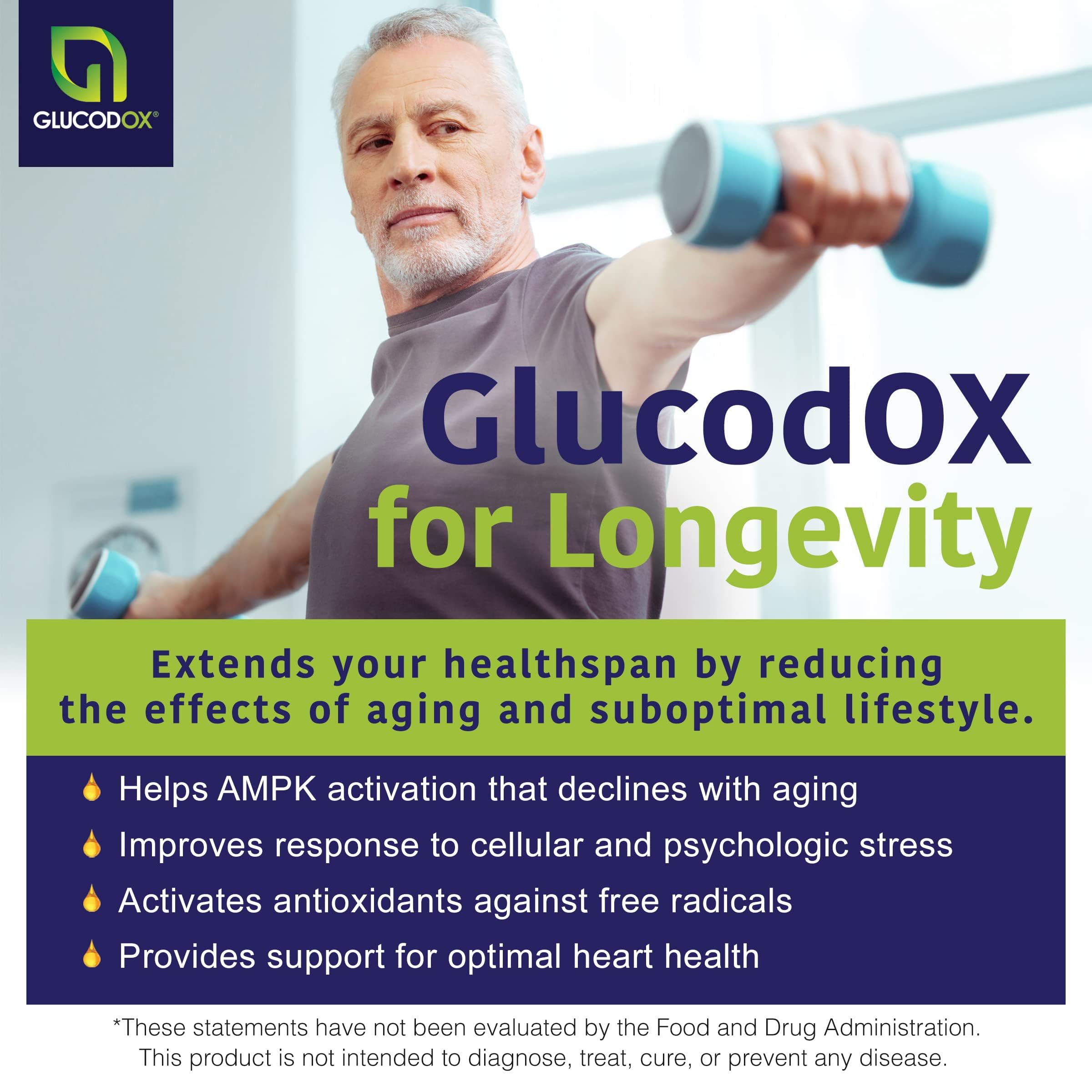 GlucodOX AMPK Activator Supplement – AMPK Enzyme, Metabolism Booster, Guggul Supplement for Body Management & Longevity – Vegan Metabolic Support - 30 Day Supply (60 Capsules) GlucodOX uk supplements