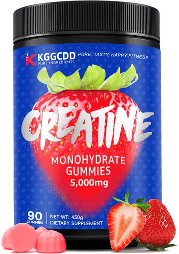 KGGCDD 99.99% Creatine Monohydrate Gummies for Men & Women, 5,000mg Tasty Creatine Gummies for Muscle Strength, Endurance, Recovery & Sugar Free, Gluten-Free, Vegan, Non-GMO, 90 Count KGGCDD uk supplements