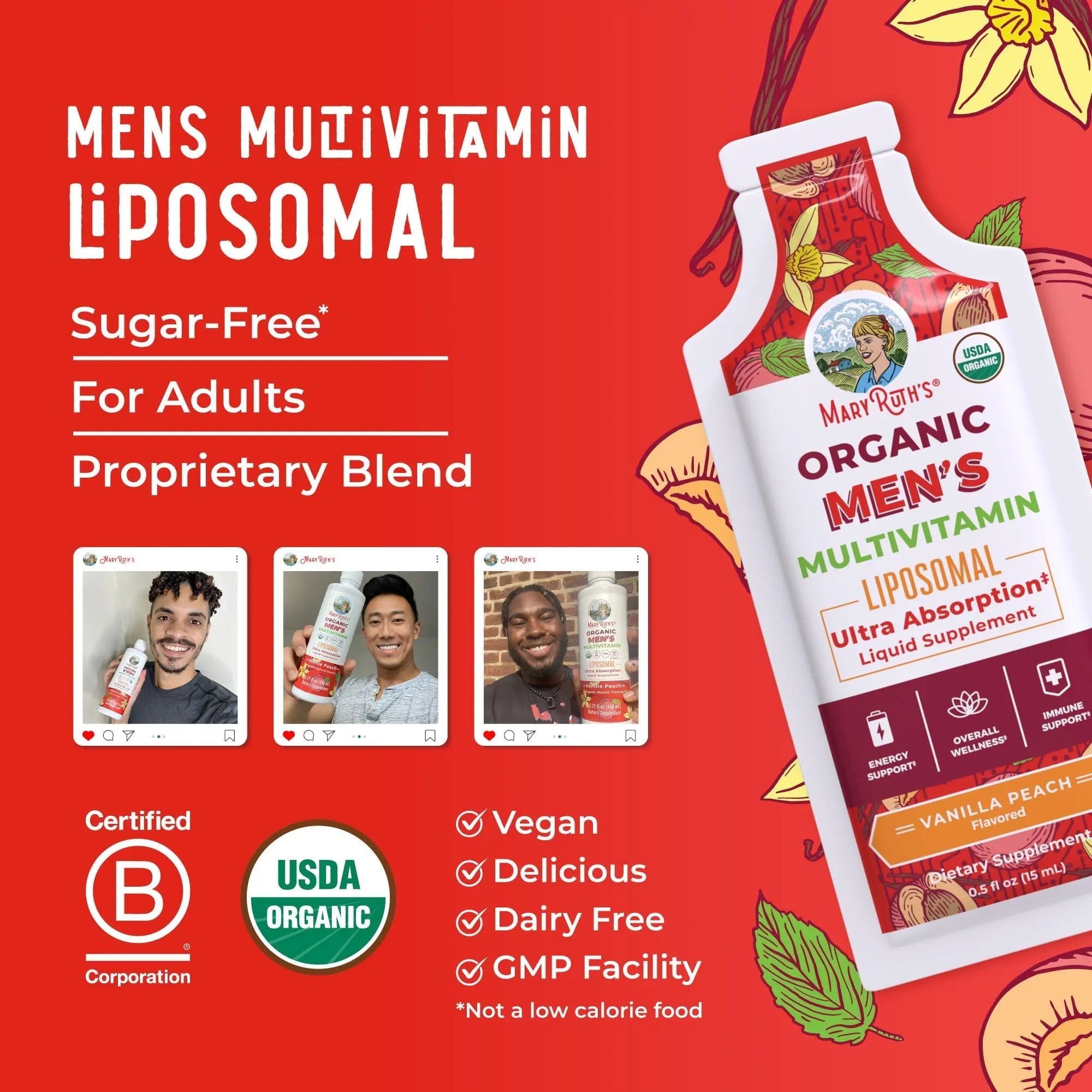 MaryRuth Organics Multivitamin for Men | USDA Organic | Sugar Free Mens Multivitamin Liposomal | Liquid Vitamins for Men | MARYRUTH'S uk supplements