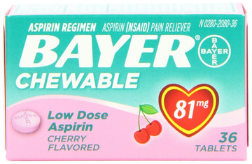 Bayer Chewable Low Dose Aspirin 81 mg Tablets Cherry 36 Tablets Bayer uk supplements