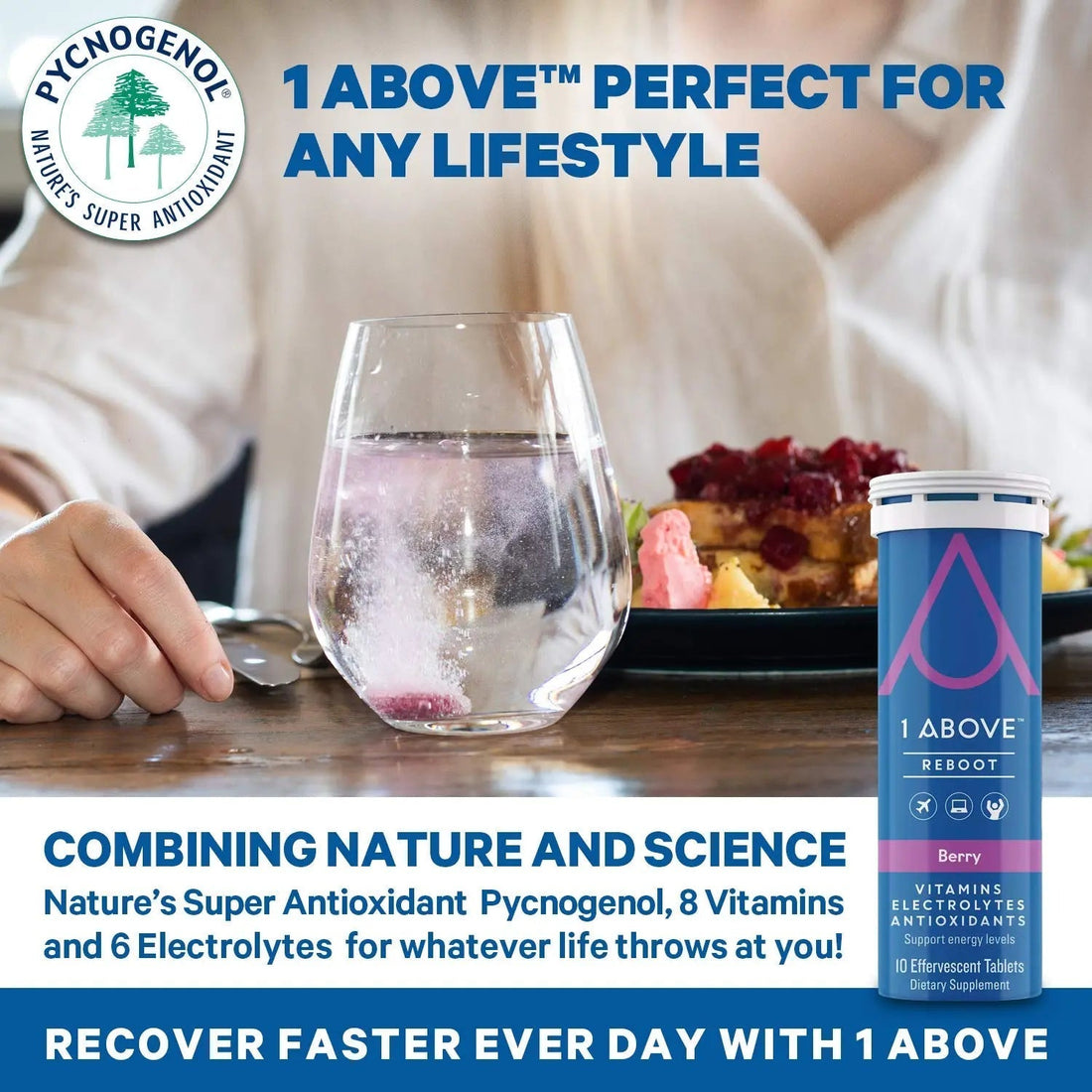 1Above Jet Lag Relief Tablets - Citrus-Flavored Effervescent Multivitamin with Pycnogenol Travel Supplement for Hydration, Energy 1ABOVE uk supplements