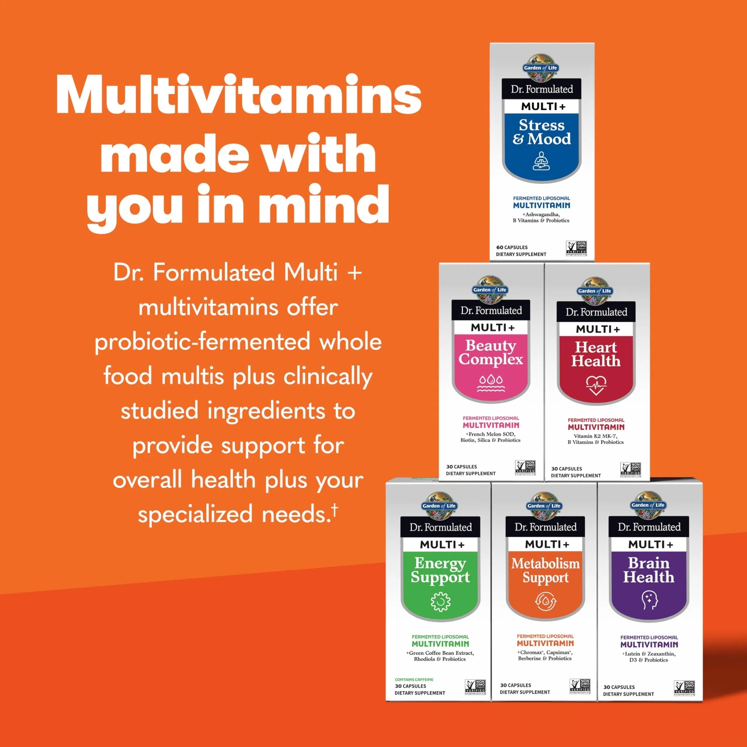 Garden of Life Dr. Formulated Multi+ Metabolism Support - Fermented Liposomal Multivitamin + Chromax, Capsimax, Berberine & Probiotics - 30 Capsules Garden of Life uk supplements