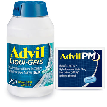 Advil Liqui-Gels Pain Reliever and Fever Reducer, Pain Medicine for Adults with Ibuprofen 200mg for Headache, Backache, Menstrual Pain and Joint Pain Relief - 200 Capsules, Advil PM Ibuprofen - 2 Ct Advil uk supplements