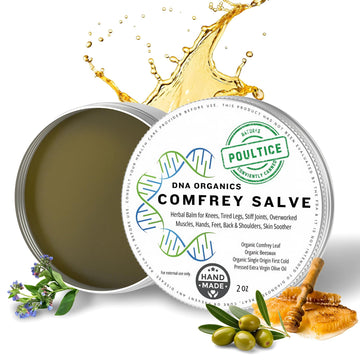 DNA Organics Comfrey Salve Ointment 2oz – Organic Herbal Salve for Bones, Muscles, Joints, Knees, Skin & Tattoo Care. Herbal Balm for Soothing Relief. Handcrafted, Slow-Infused, No Chemical Fillers Wild Castle uk supplements