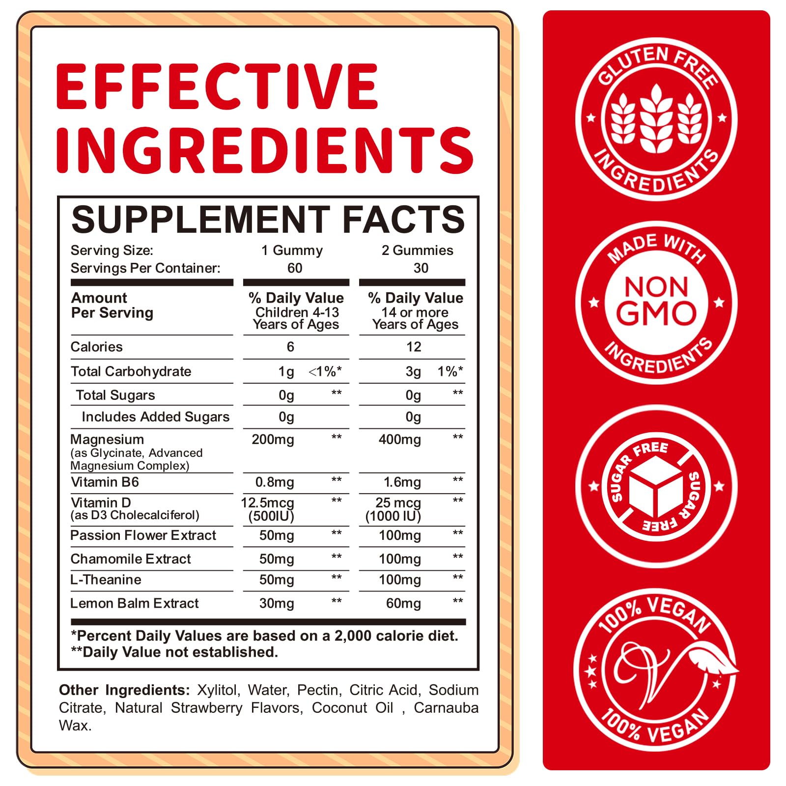 Magnesium Gummies for Kids - Magnesium Glycinate Gummies Supplement with L-Theanine, Vitamin B6, D3 for Kids & Adults Sleep, Calm, Relaxation, Brain, Bones, Sugar Free Strawberry 60ct ReviNutra uk supplements