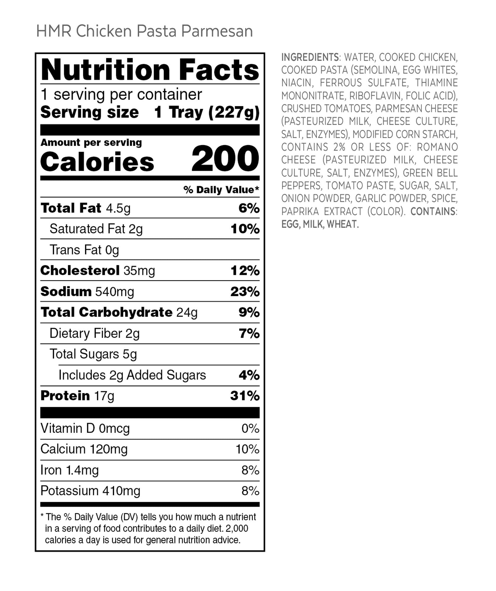 HMR Chicken Pasta Parmesan Entrée | Pre-packaged Lunch or Dinner to Support Weight Loss HMR uk supplements
