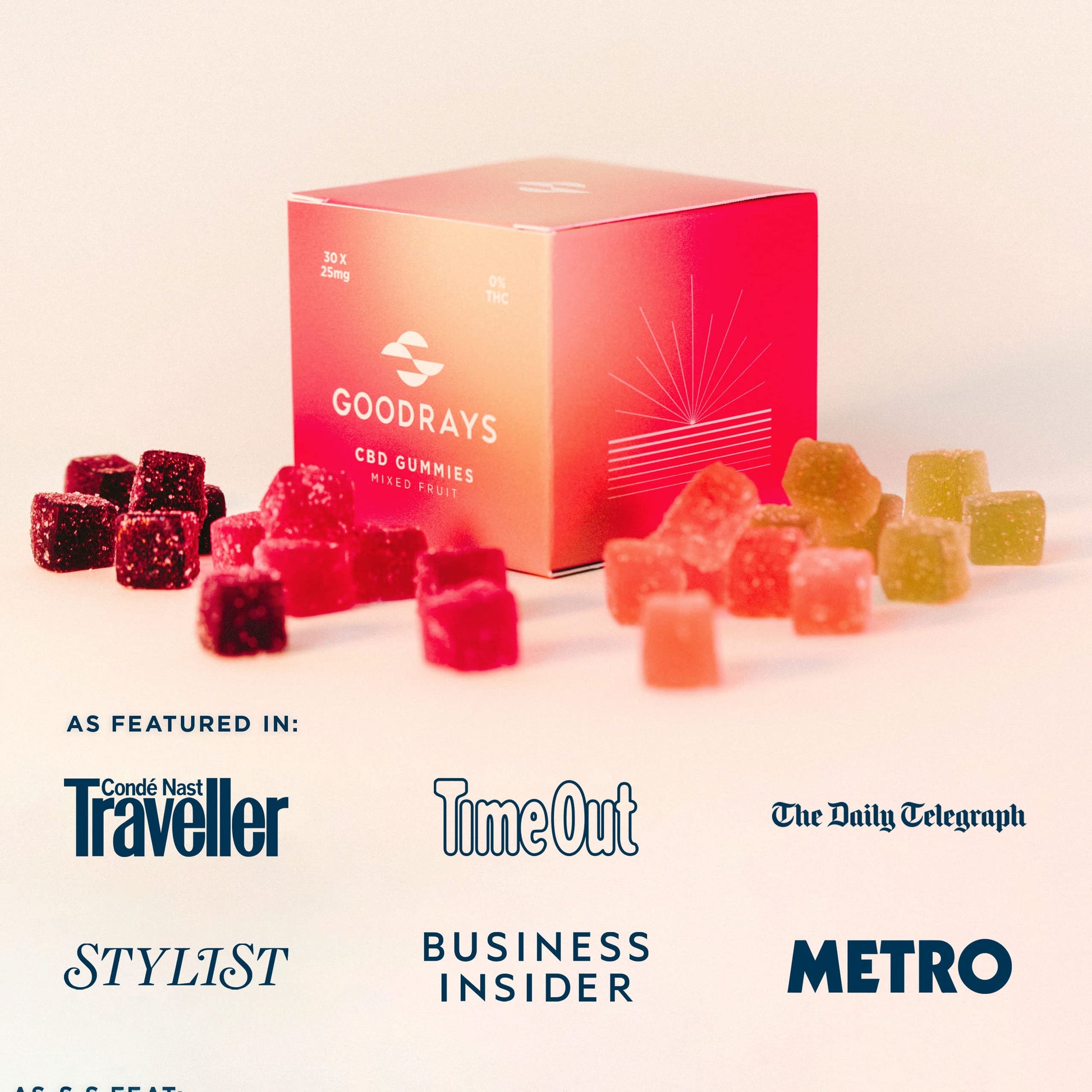 Goodrays - CBD Gummies - High Strength 30 x 25mg Mixed Fruits CBD Edibles Goodrays uk supplements