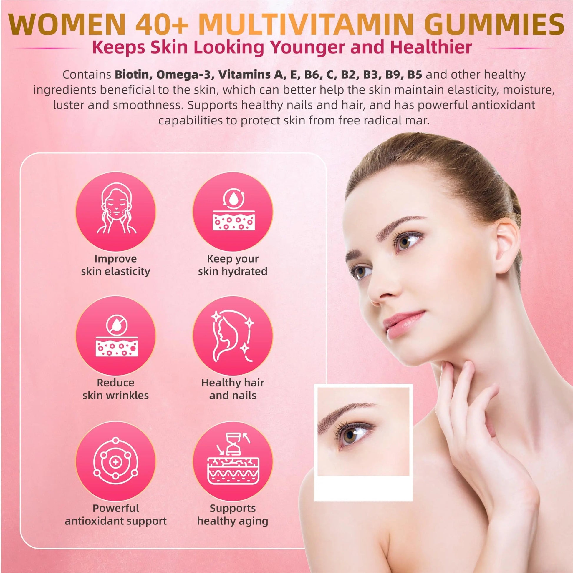 Lerinettia Multivitamin for Women Gummies for 40+ with Omega-3, Niacinamide, B-Complex, Lutein, Iron, Choline, Phosphatidylserine, Vitamin D3 Lerinettia uk supplements