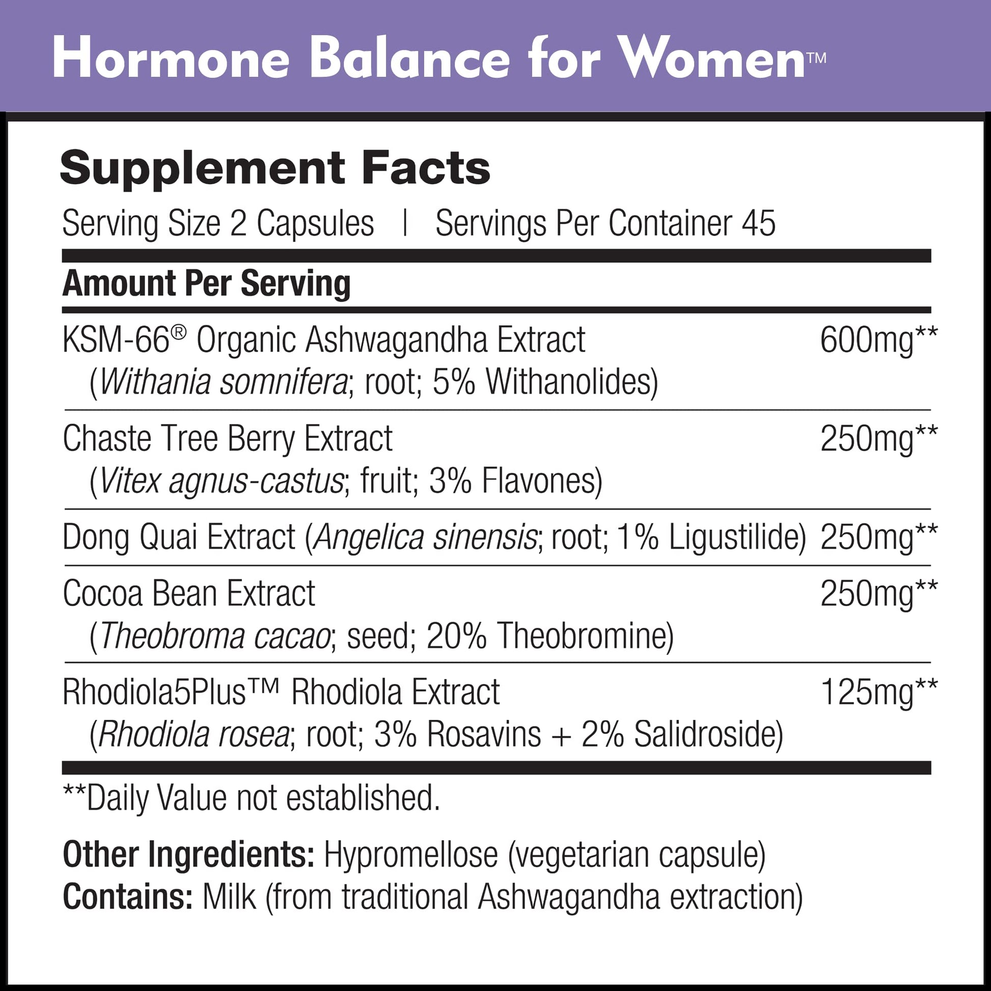 Hormone Balance for Women - Natural Mood Supplement - PMS Relief and Menopause Support | Featuring Clinically Studied KSM-66 Ashwagandha (90 Capsules) DailyNutra uk supplements