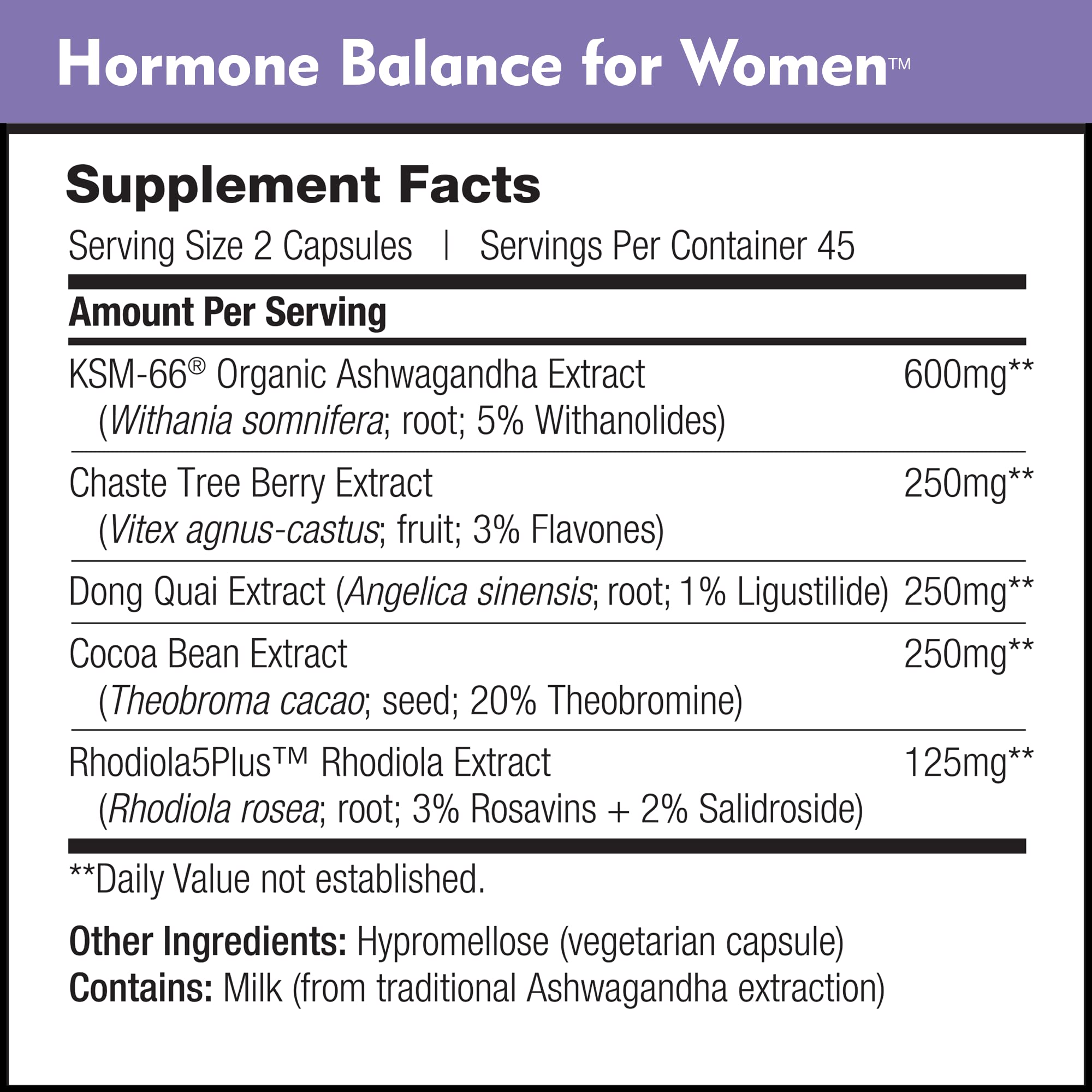 Hormone Balance for Women - Natural Mood Supplement - PMS Relief and Menopause Support | Featuring Clinically Studied KSM-66 Ashwagandha (90 Capsules) DailyNutra uk supplements