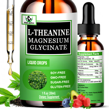 L Theanine Drops, Liquid L-Theanine Supplement 200mg w/Magnesium Glycinate,Vitamins,Fiber for Relaxation,Sleep,Digestion, Calm,High Absorption Mood Support for Adults & Kids,Plant Based,Non-GMO Vita letuo uk supplements