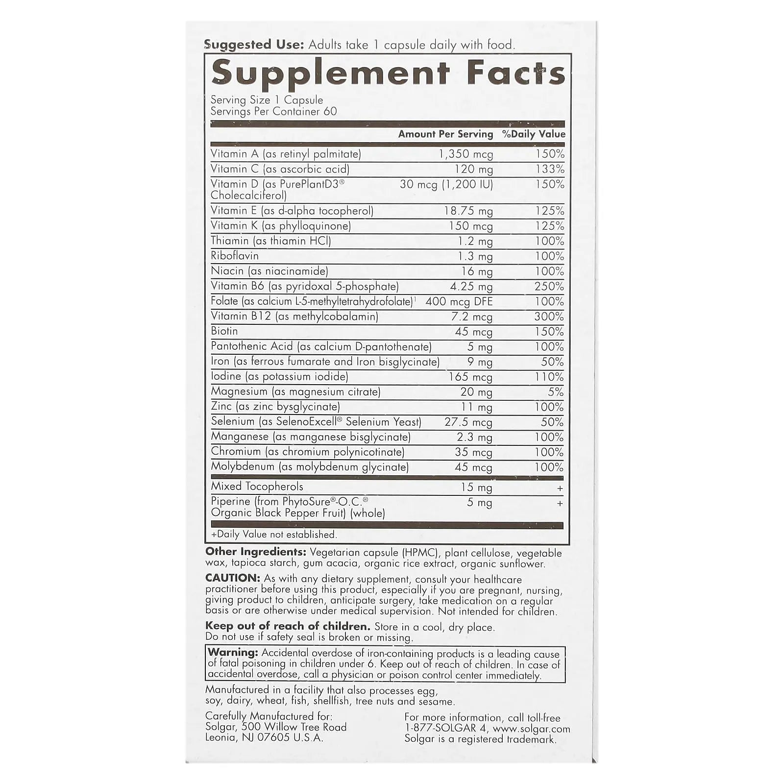 Solgar One Daily Women's Multi Whole Body Support Highly Absorbable Delayed Release Vitamin for Women, Supplement for Immune, Heart, Energy Solgar uk supplements