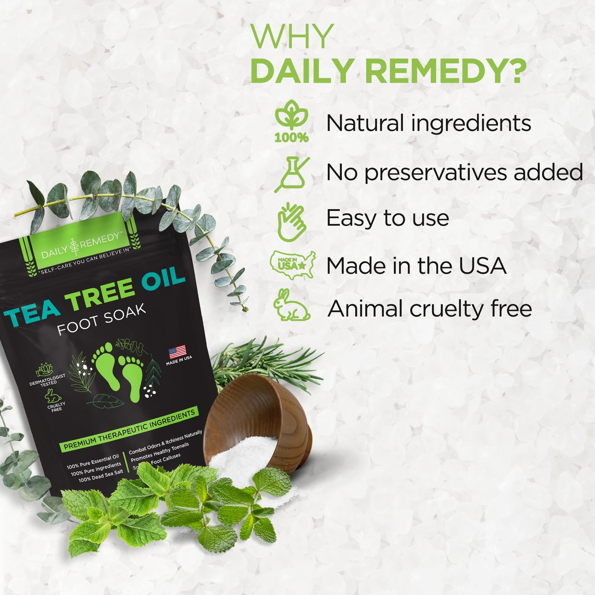 Tea Tree Oil Foot Soak with Epsom Salt - Made in USA - for Toenail Athletes Foot DAILY REMEDY uk supplements