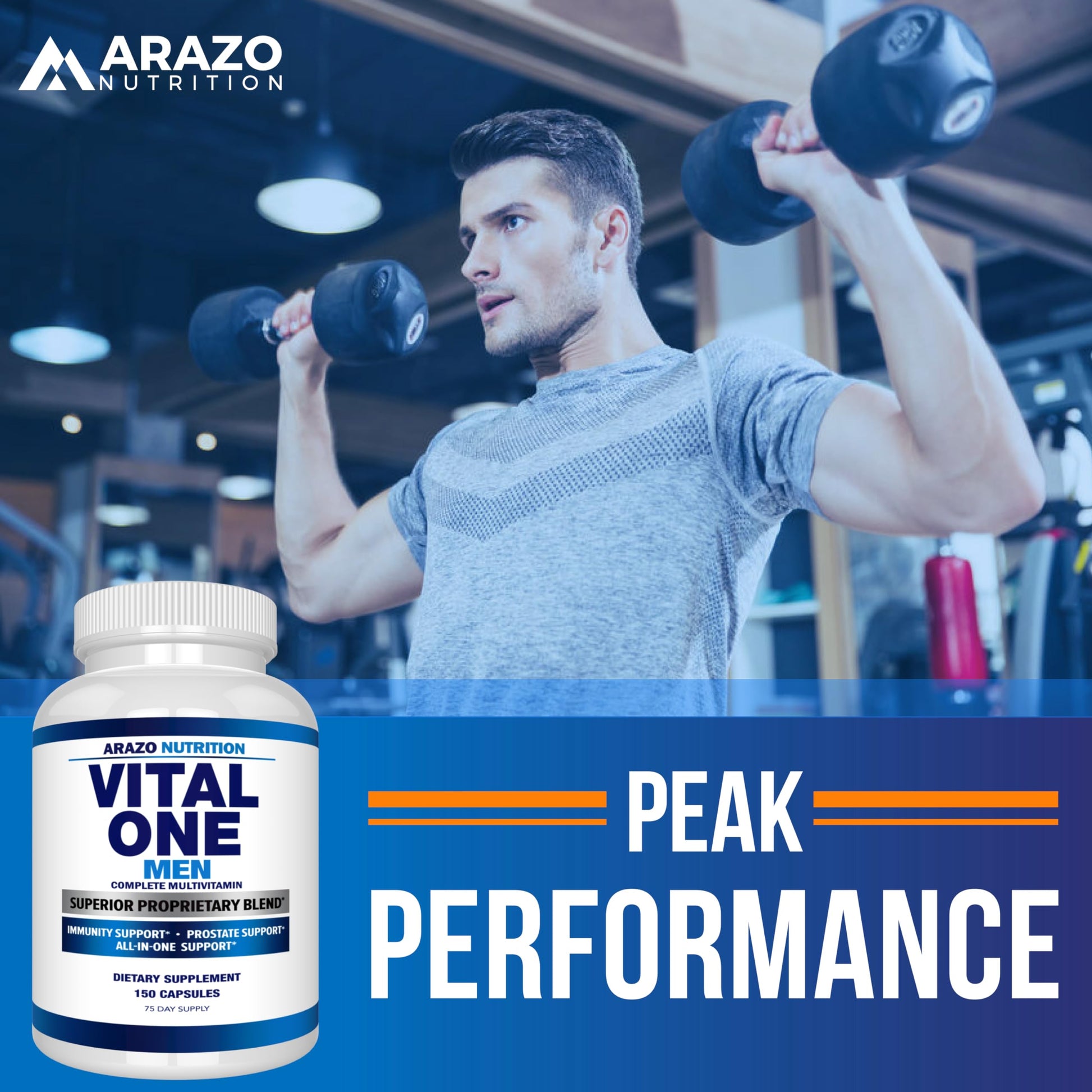 Arazo Nutrition Vital One Multivitamin for Men – Daily Wholefood Supplement - 150 Vegan Arazo Nutrition uk supplements