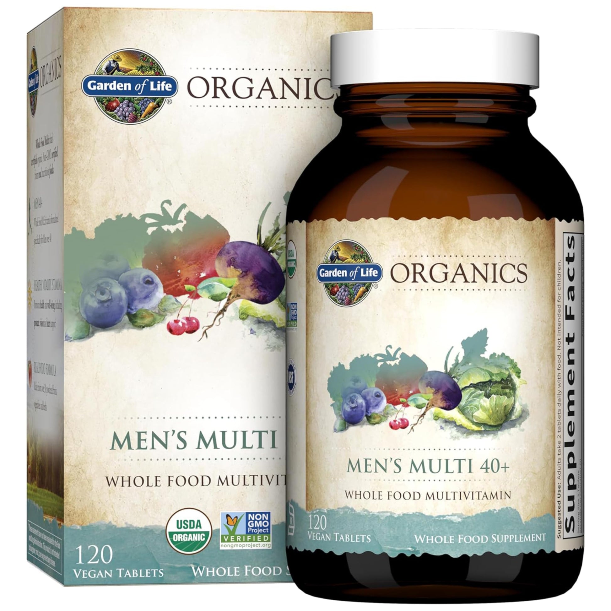 Garden of Life Organics Whole Food Multivitamin for Men 40+ 120 Tablets, Vegan Mens Multi for Health Garden of Life uk supplements