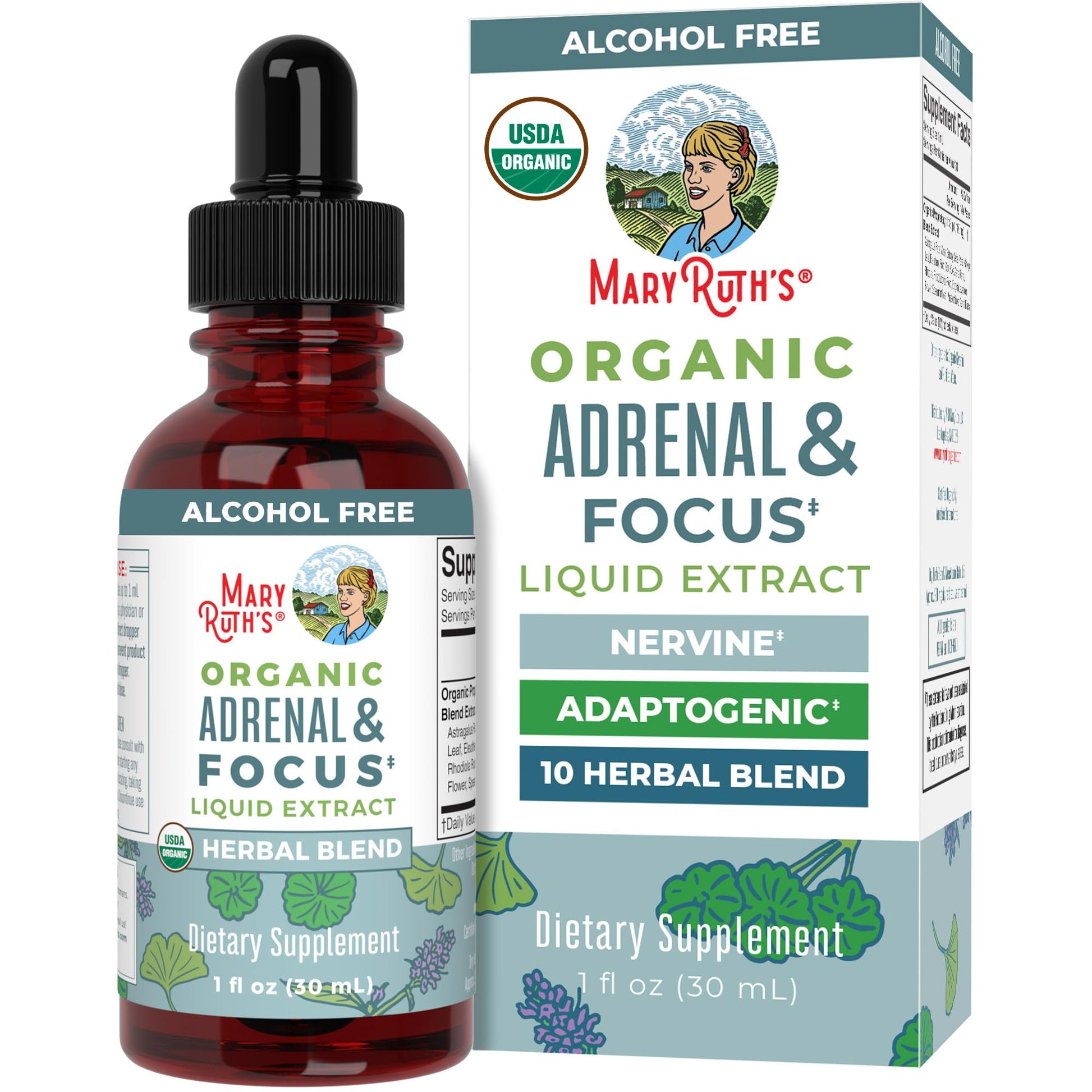 MaryRuth Organics - USDA Organic Brain Nootropic Supplement for Adults with Ginkgo Biloba & Astragalus | Focus & Adrenal Support | Brain & Memory Drops | Vegan | Non-GMO | Gluten Free | 30 Servings MARYRUTH'S uk supplements