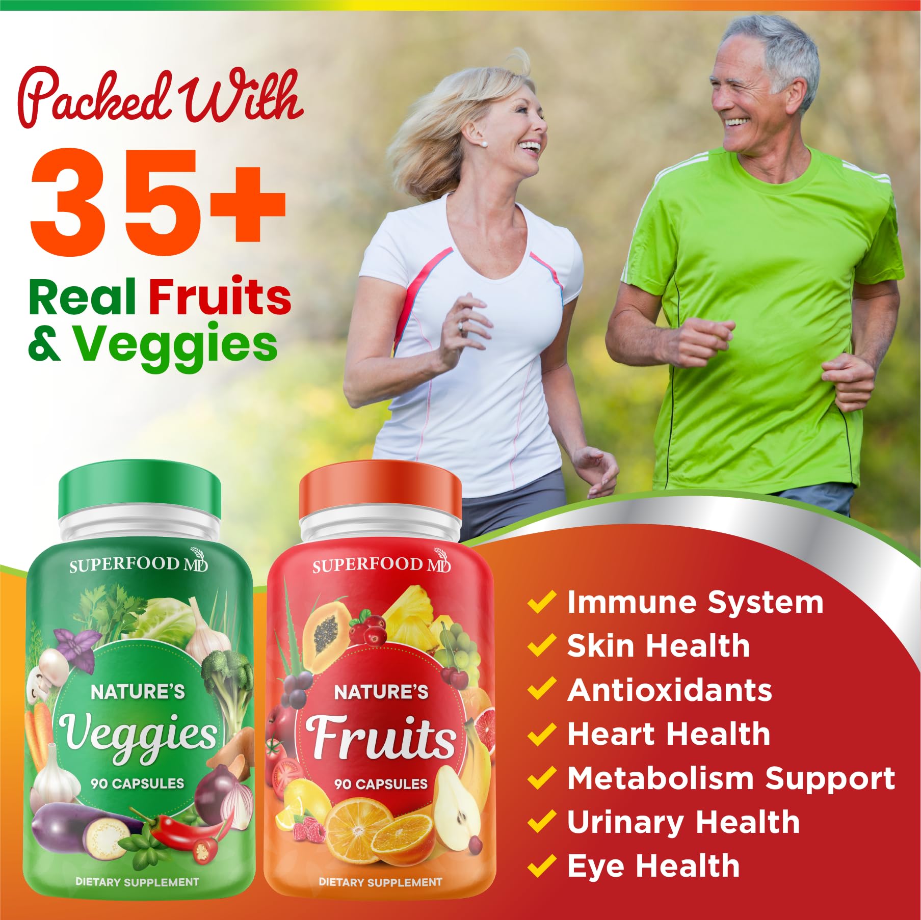 Superfood MD Fruits & Veggies Supplement - Whole Food Natural Superfoods - with Beta Carotene - Soy Free- 90 Count (Pack of 2) Superfood MD uk supplements