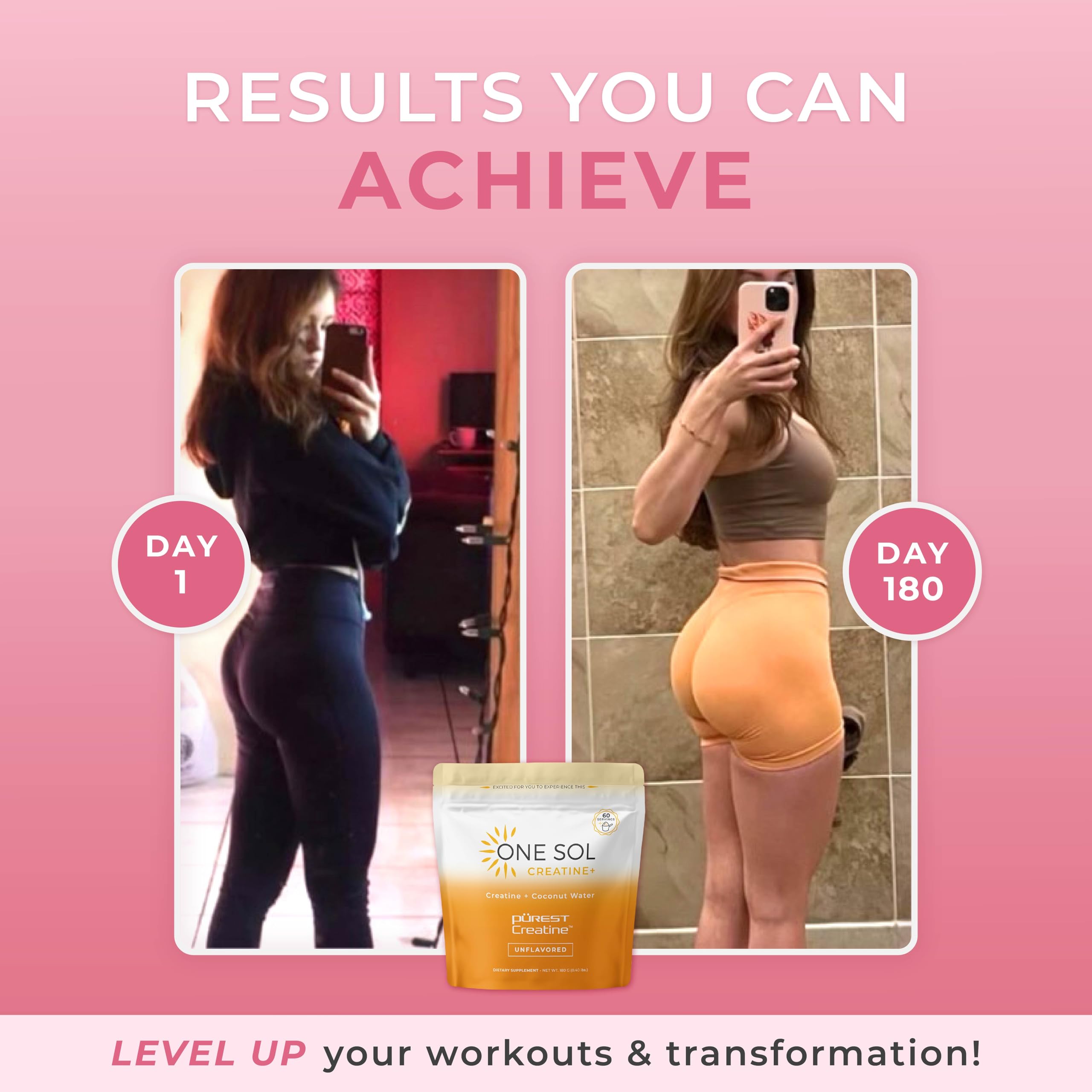One Sol Creatine for Women, All Natural Women's Creatine Powder w Pure Creatine & Coconut Water, Increase Lean Muscle Mass, Reduce Recovery Time, Promotes Brain & Bone Health (Unflavored, 60 Servings) One Sol uk supplements