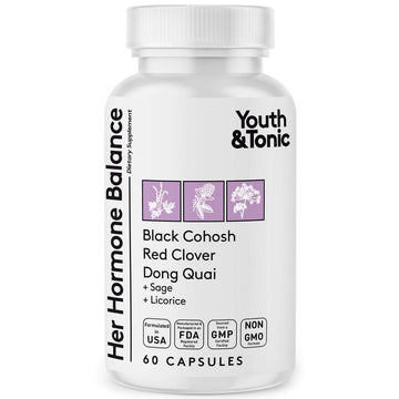 Youth & Tonic Her Hormone Balance – Menopause Supplement for Women, Perimenopause Support, Non-Hormonal Herbal Formula with Black Cohosh for Hot Flashes & Night Sweats, 60 Capsules Youth & Tonic uk supplements