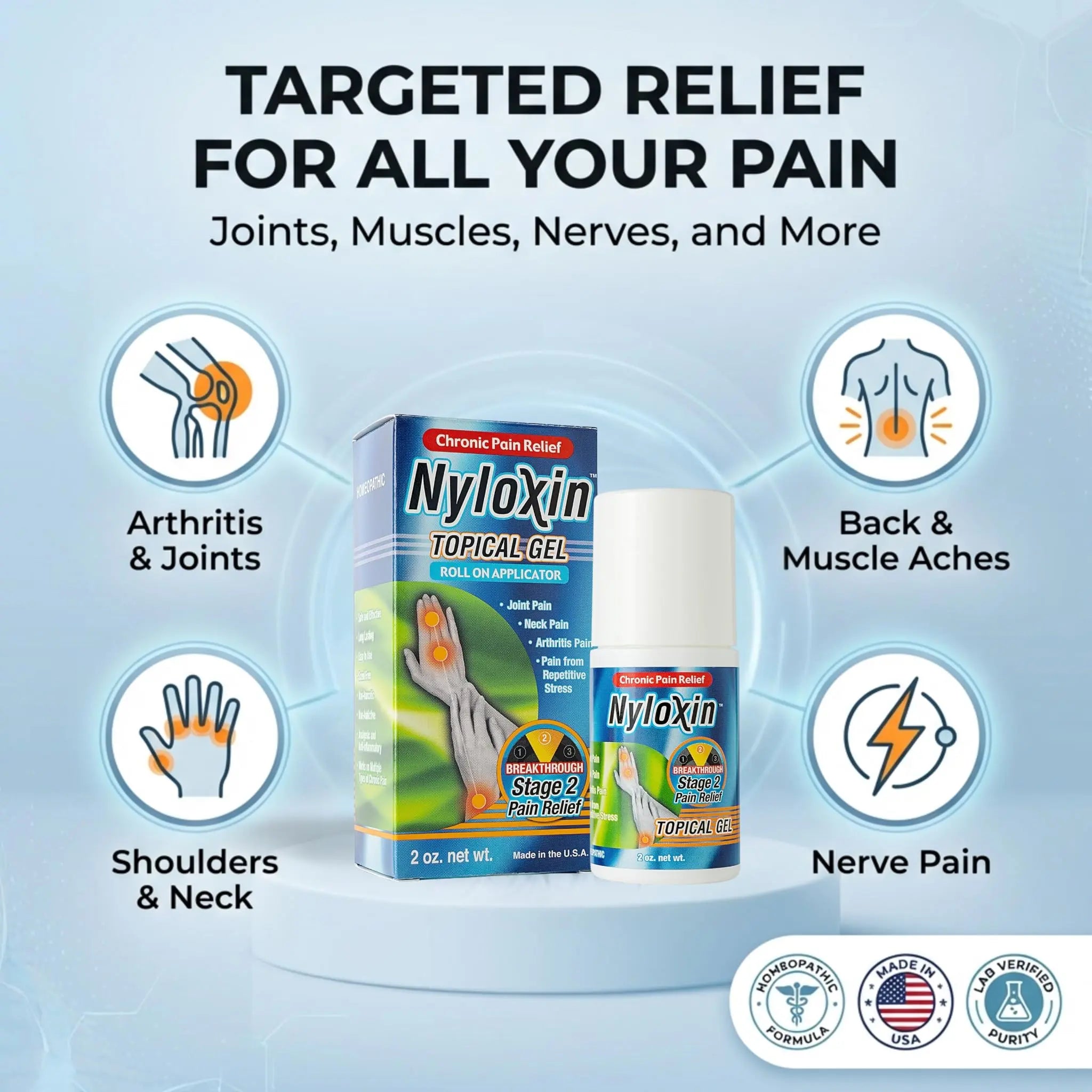 Nyloxin Extra Strength Roll-On Arthritis Pain Relief Gel, Back Pain Relief, Neuropathy Pain Relief, Nerve Pain Relief, Knee Pain Relief, Foot Pain Relief, Muscle Pain Relief, Joint Pain (2 oz) Nyloxin uk supplements