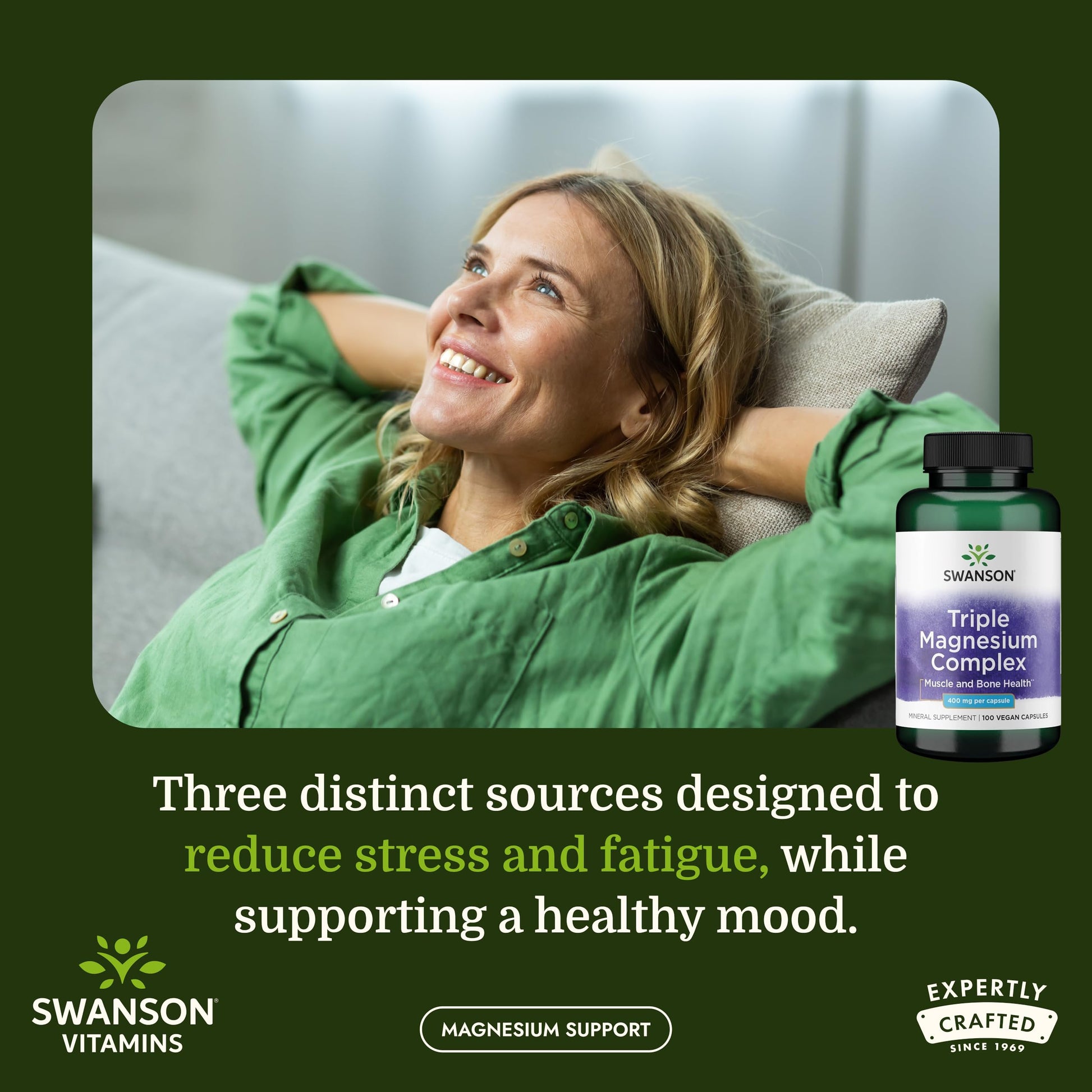 Swanson Triple Magnesium Complex - 100 Capsules, 400mg Each Swanson uk supplements