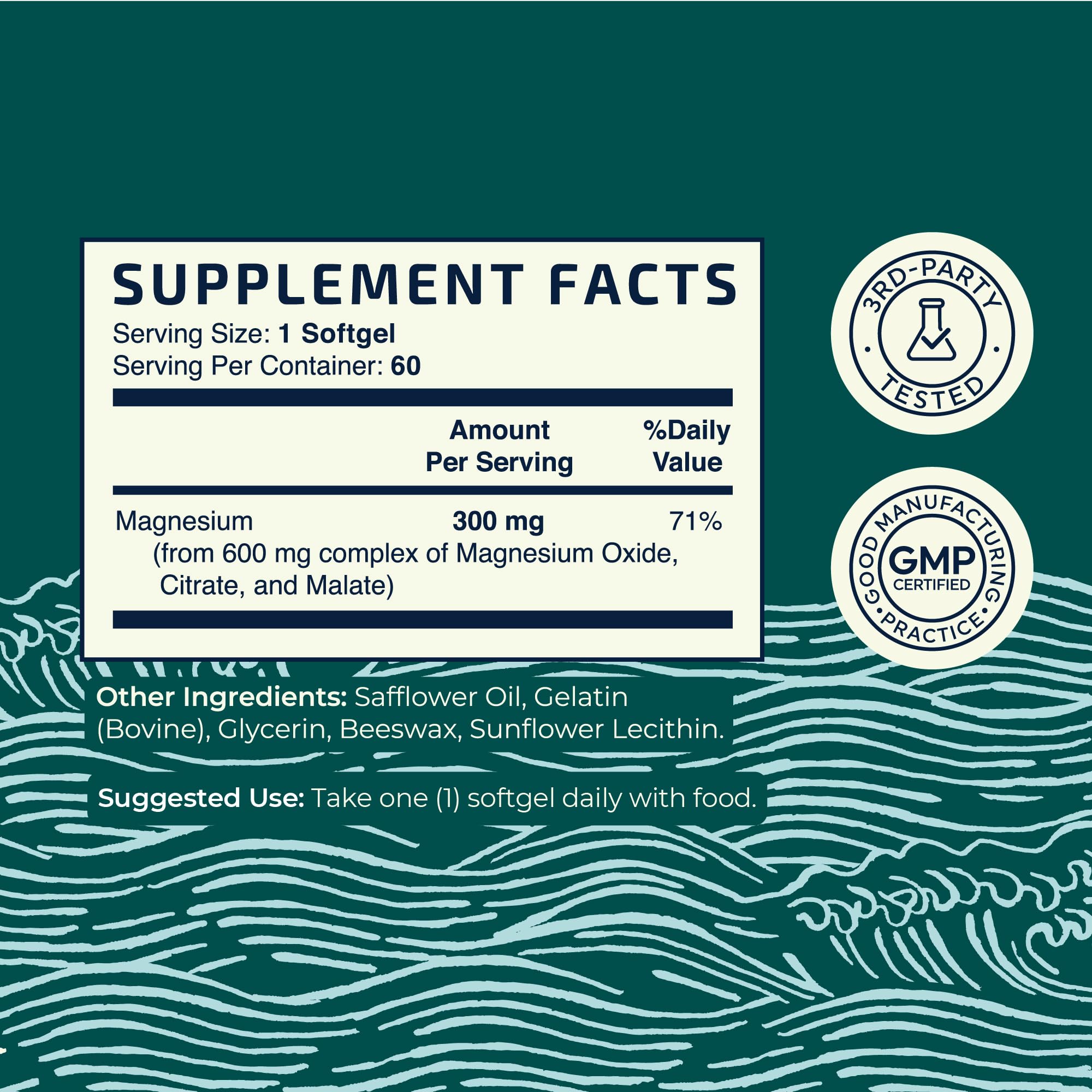 Triple Magnesium Softgels | Citrate, Malate, & Oxide | Highly Absorbable Magnesium Supplement for Digestion, Calm, Leg Cramps, & Sleep Support | 300mg Complex | Easy to Swallow Soft Gels | 60 Count Nobi Nutrition uk supplements