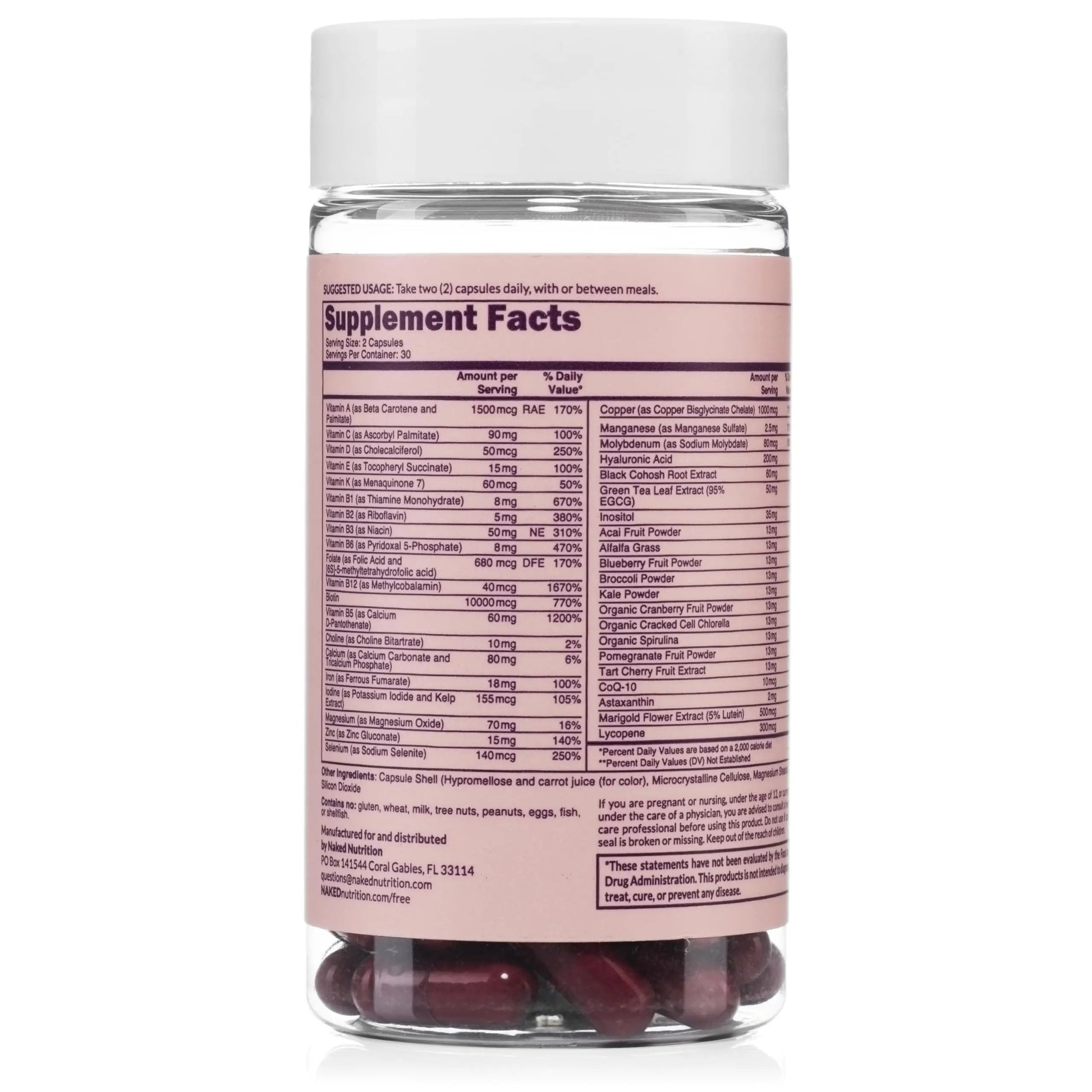 NAKED Nutrition Women's Multi - Daily Multivitamin - Vitamins A, C, E, Selenium, Zinc, Fruit and Super Green Extracts, to Boost Immune Support NAKED uk supplements