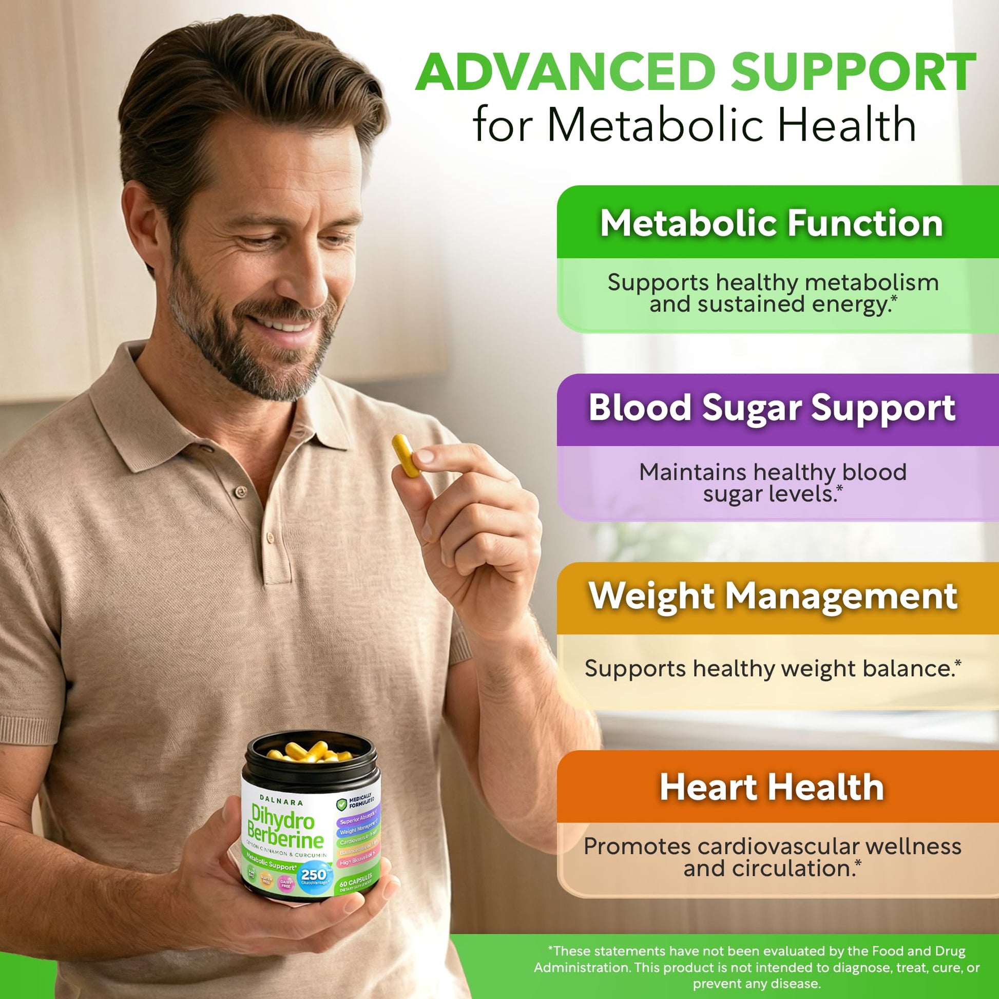 Dalnara Dihydroberberine Capsules 250mg, 60 Count - Supports Metabolic Wellness & Balanced Energy, Non-GMO,Dihydroberberine Supplement Dalnara uk supplements