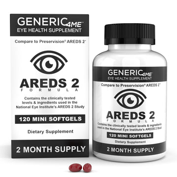 GENERIC4ME AREDS 2 SoftGels, 500 mg Vitamin C, 400 IU Vitamin E, 10 mg Lutein, 2 mg Zeaxanthin, 80 mg Zinc, 2 mg Copper - Supports Eye Health - 120 Mini SoftGels (Two Month Supply) Generic4ME uk supplements