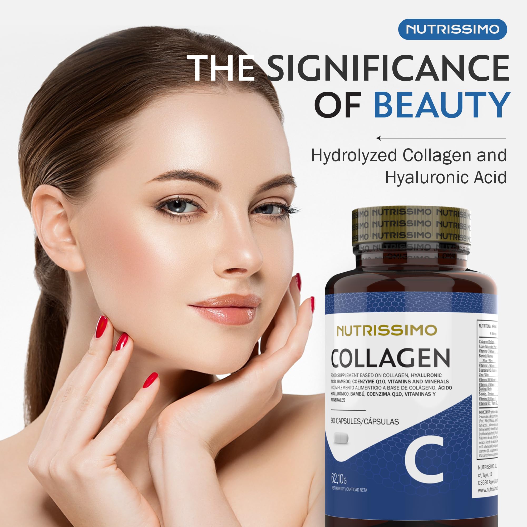 NUTRISSIMO Collagen + Hyaluronic Acid + Biotin + CoQ10 + Vitamins A, C (non-acidic), D and B12 + Zinc NUTRISSIMO uk supplements