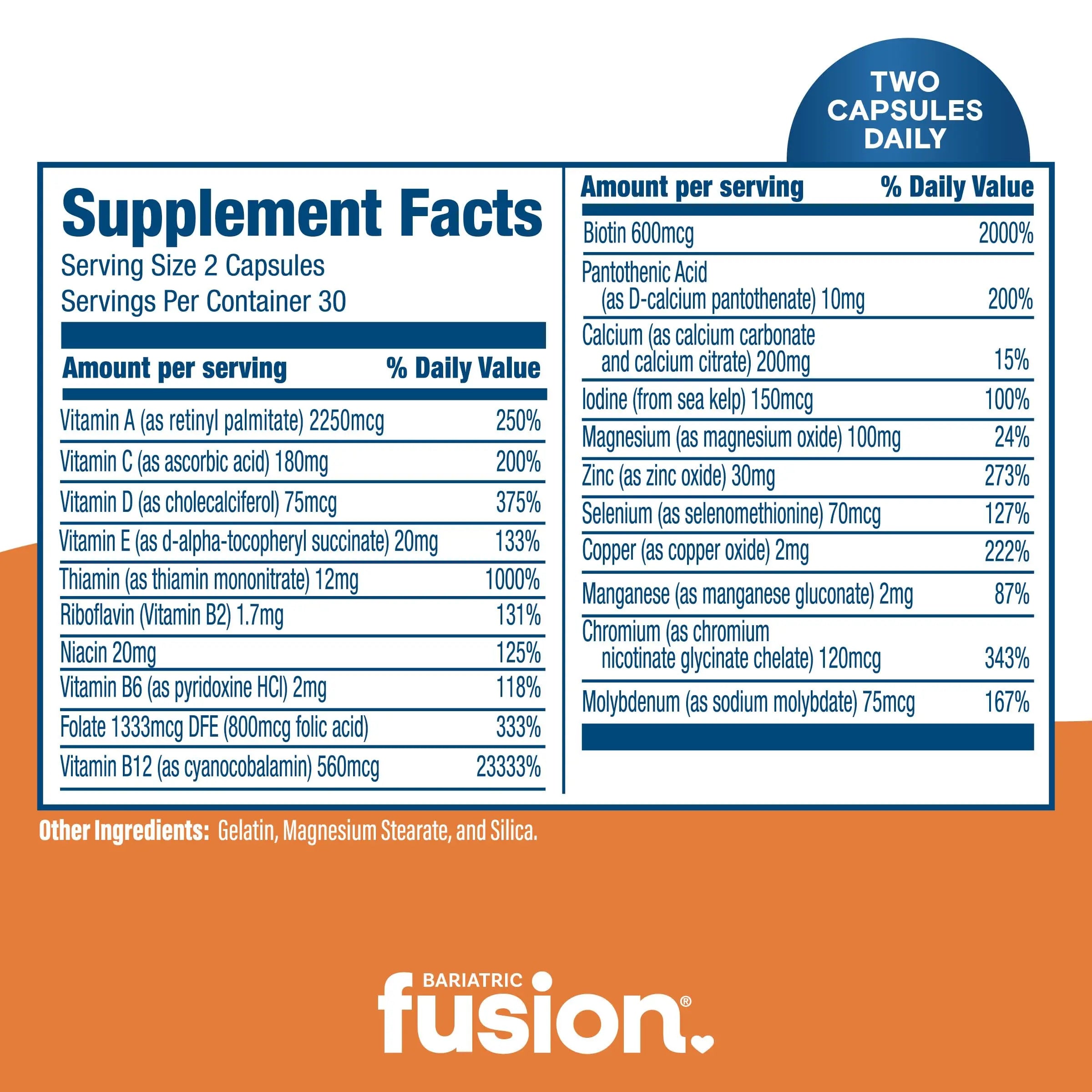 Bariatric Fusion Bariatric Multivitamin Without Iron | Post Bariatric Surgery Patients | Iron Free Bariatric Vitamin Bariatric Fusion uk supplements