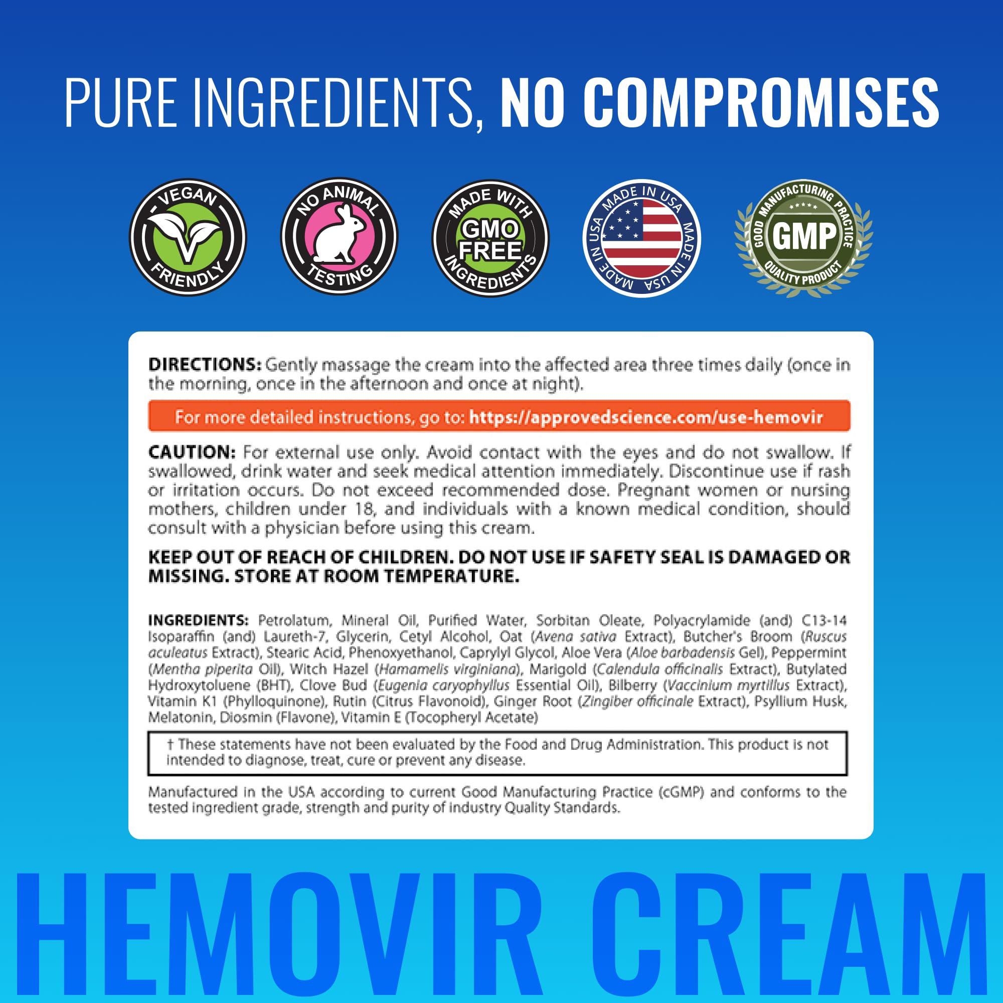 Approved Science Hemovir - Hemorrhoid Capsules and Cream - Dual-Action Stops Itching and Optimizes Blood Flow - Internal and External Care - 45 Capsules + 2 Fl Oz - Vegan - Non GMO - Made in The USA Approved Science uk supplements