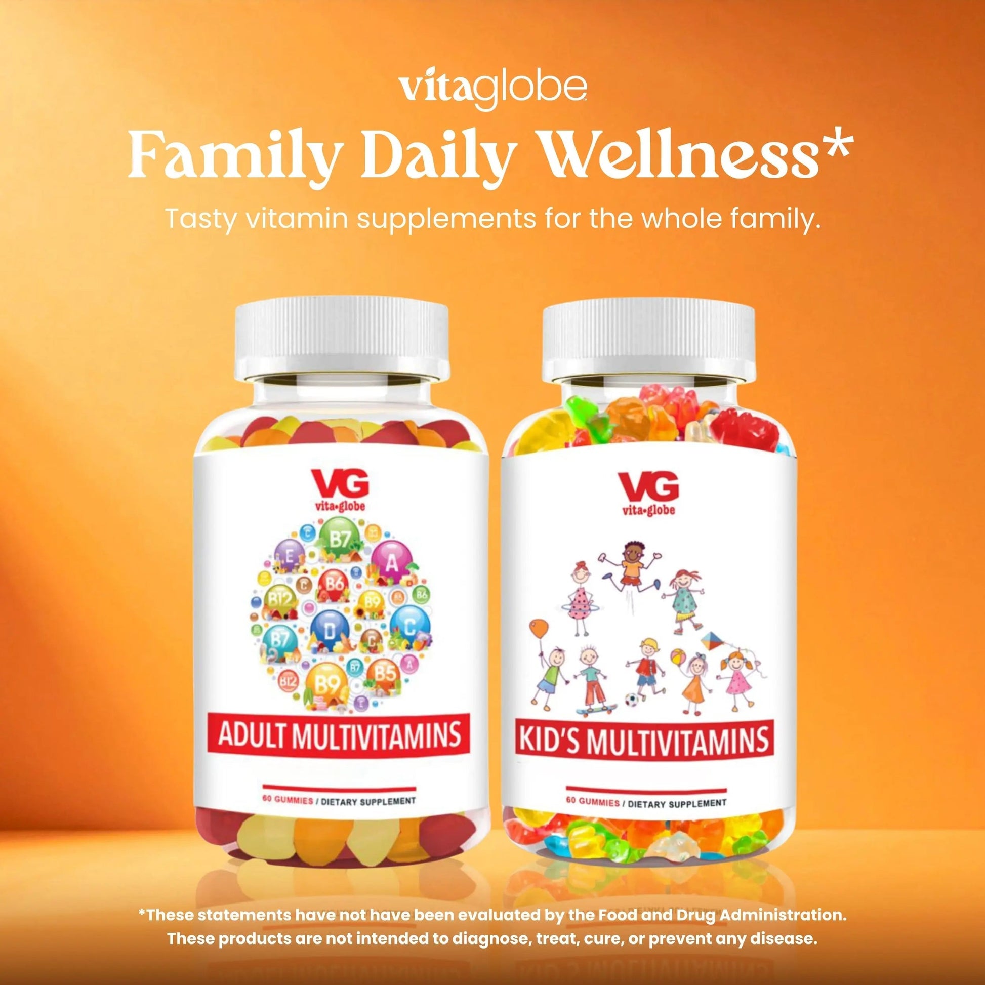 VITA GLOBE Adult Multivitamin Gummies – 9 Daily Vitamins with C, D, E, B6, B12, Folate & Biotin | Delicious Juicy Trio Orange VITA GLOBE uk supplements