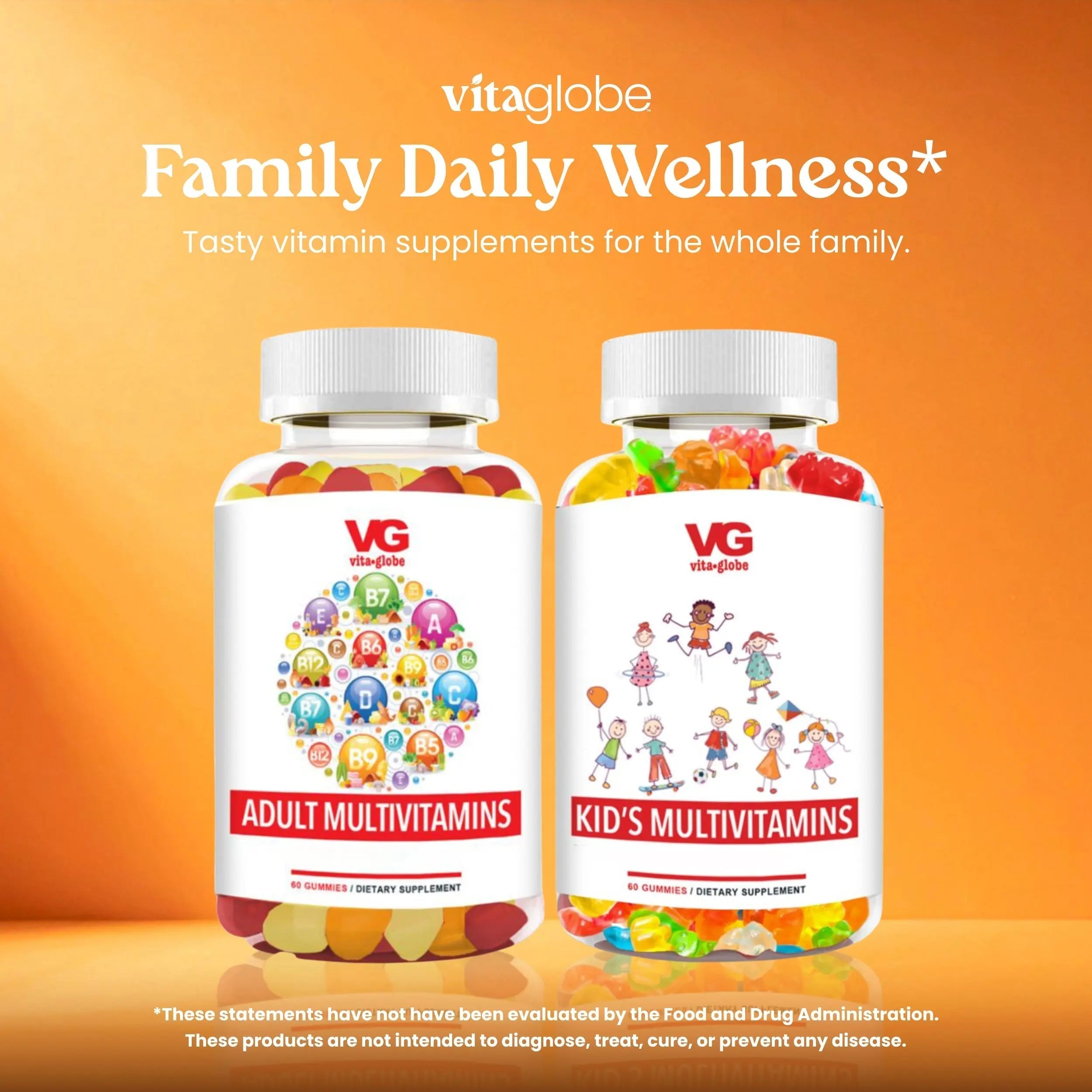 VITA GLOBE Adult Multivitamin Gummies – 9 Daily Vitamins with C, D, E, B6, B12, Folate & Biotin | Delicious Juicy Trio Orange VITA GLOBE uk supplements