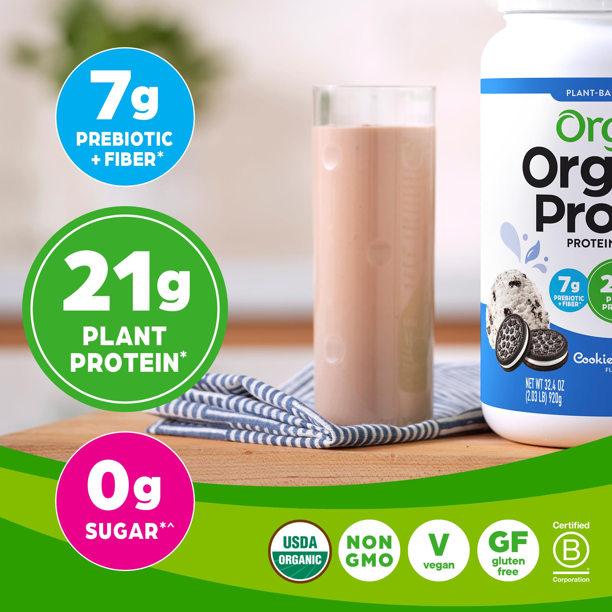 Orgain Organic Vegan Protein Powder, Cookies and Cream - 21g Plant Based Protein Orgain uk supplements