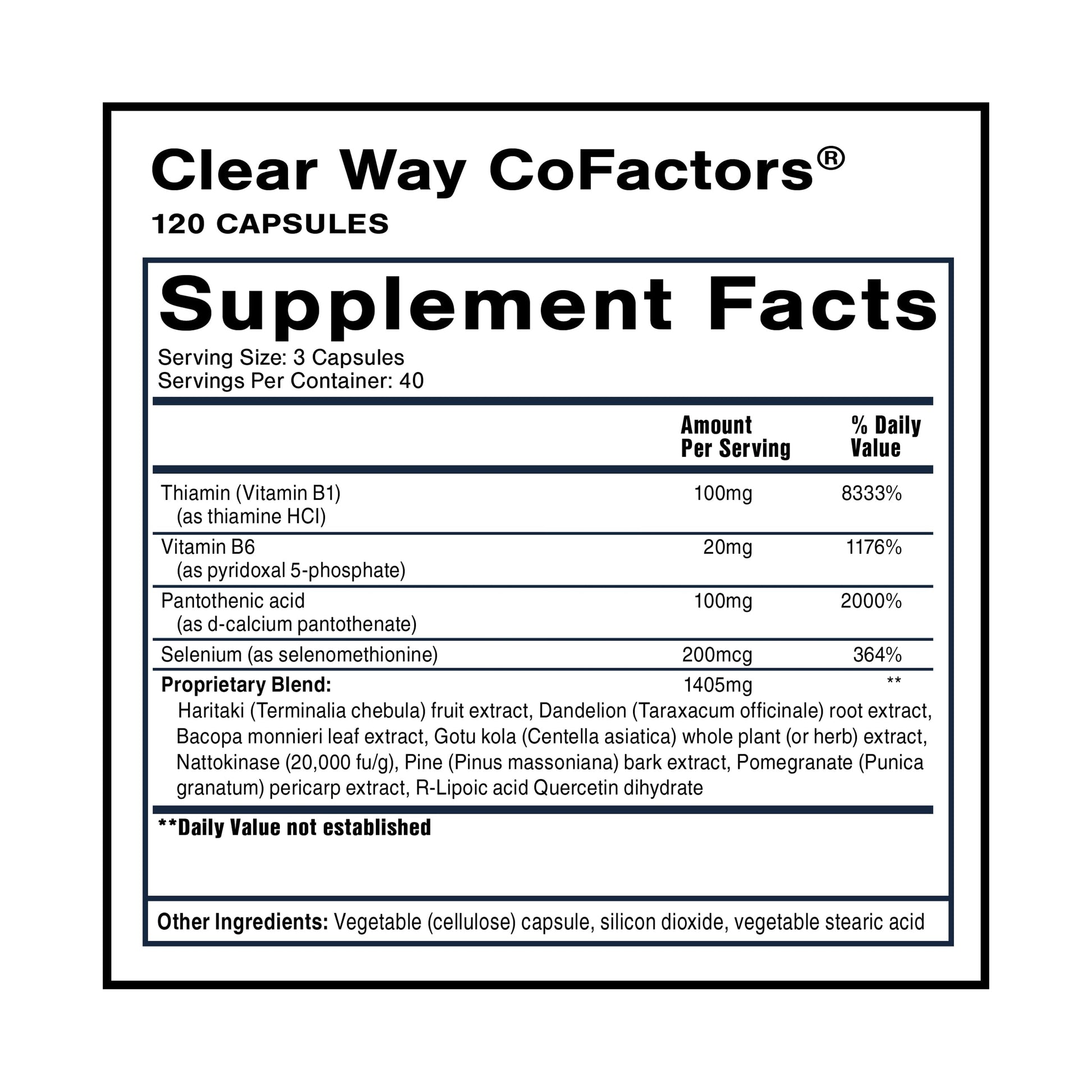 Quicksilver Scientific Clear Way Cofactors - Body Detox Cleanse Support with Vitamin B1, Dandelion Extract, Quercetin & Nattokinase Enzyme - Antioxidant Cleanse to Support Gut Health (120 Capsules) Quicksilver Scientific uk supplements