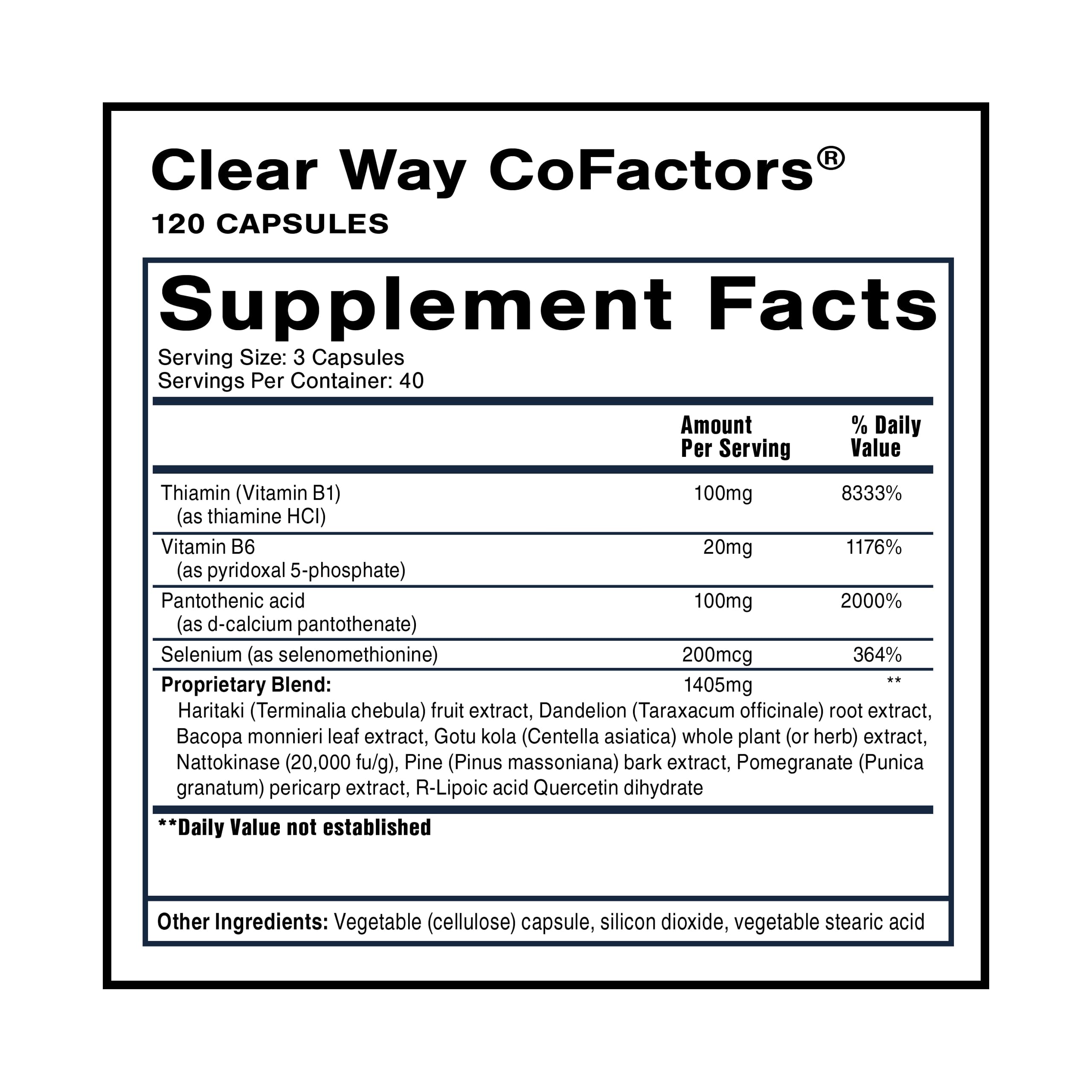 Quicksilver Scientific Clear Way Cofactors - Body Detox Cleanse Support with Vitamin B1, Dandelion Extract, Quercetin & Nattokinase Enzyme - Antioxidant Cleanse to Support Gut Health (120 Capsules) Quicksilver Scientific uk supplements