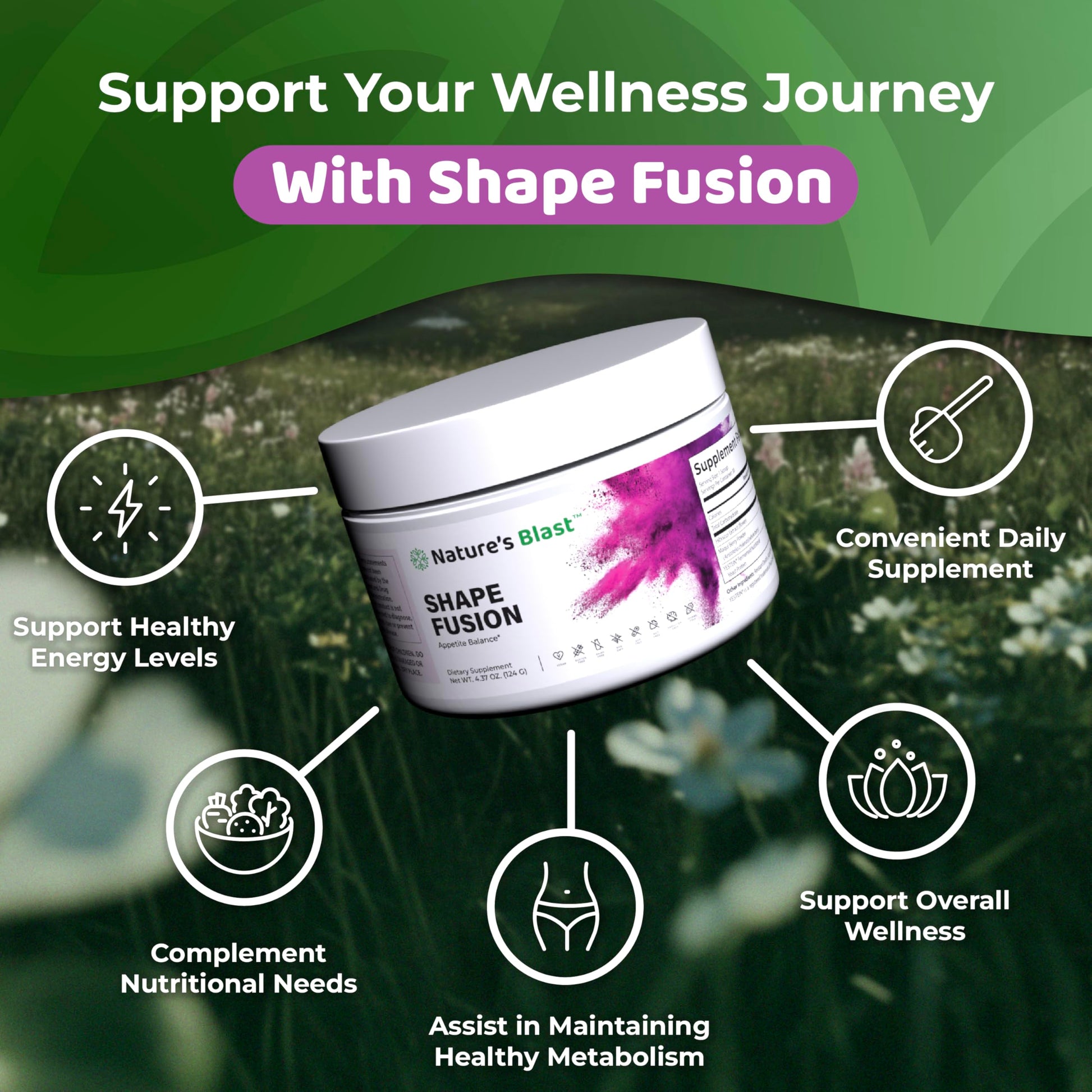 NATURES BLAST Shape Fusion® - GLP-1 Supplements with Ashwagandha, Hibiscus, Ceylon Cinnamon, Maqui Berry & African Mango Extract - Supports Healthy Habits, Energy & Body Balance - 30 Servings NATURES BLAST uk supplements