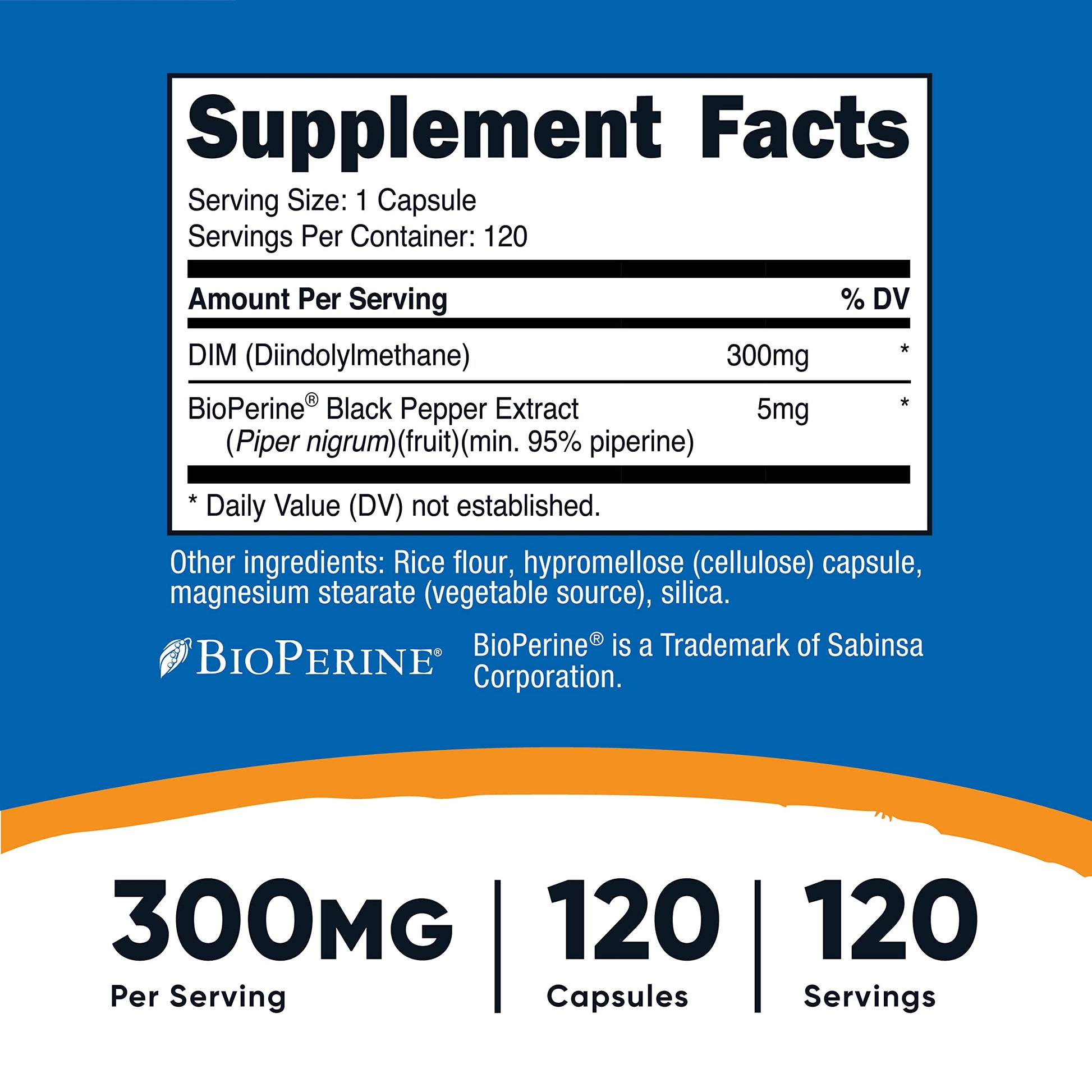 Nutricost DIM (Diindolylmethane) Plus BioPerine 300mg, 120 Vegetarian Capsules Nutricost uk supplements